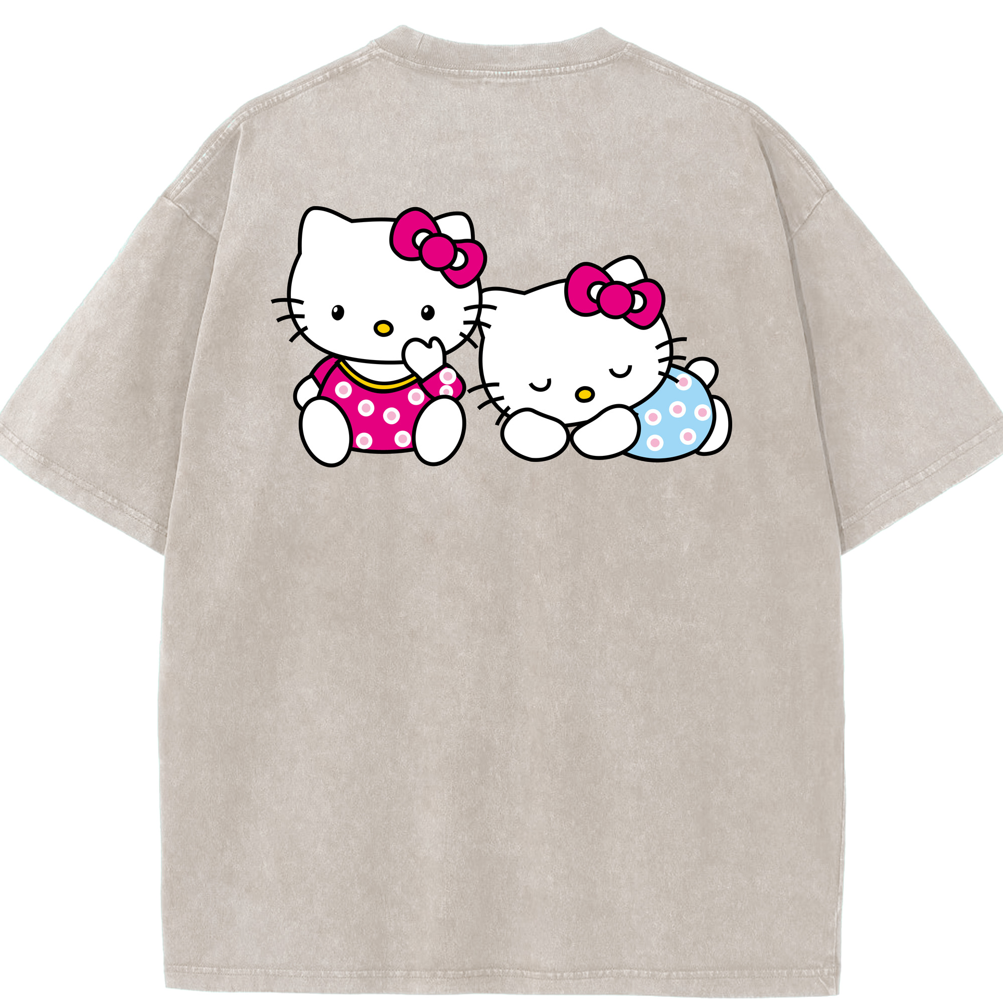 （画像用） Hello Kitty ハローキティ 綿100% ヴィンテージ風 半袖Tシャツ（背面プリント）