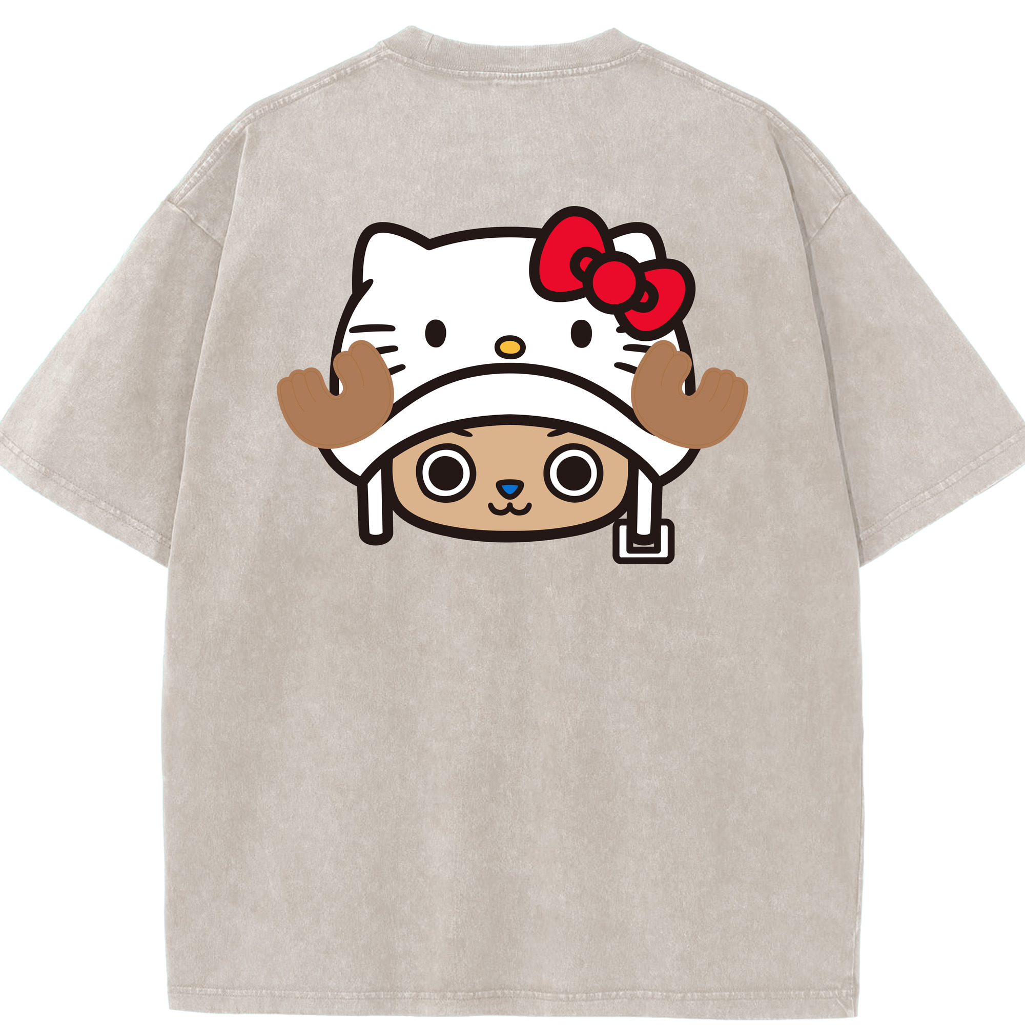 （画像用） Hello Kitty ハローキティ 綿100% ヴィンテージ風 半袖Tシャツ（背面プリント）