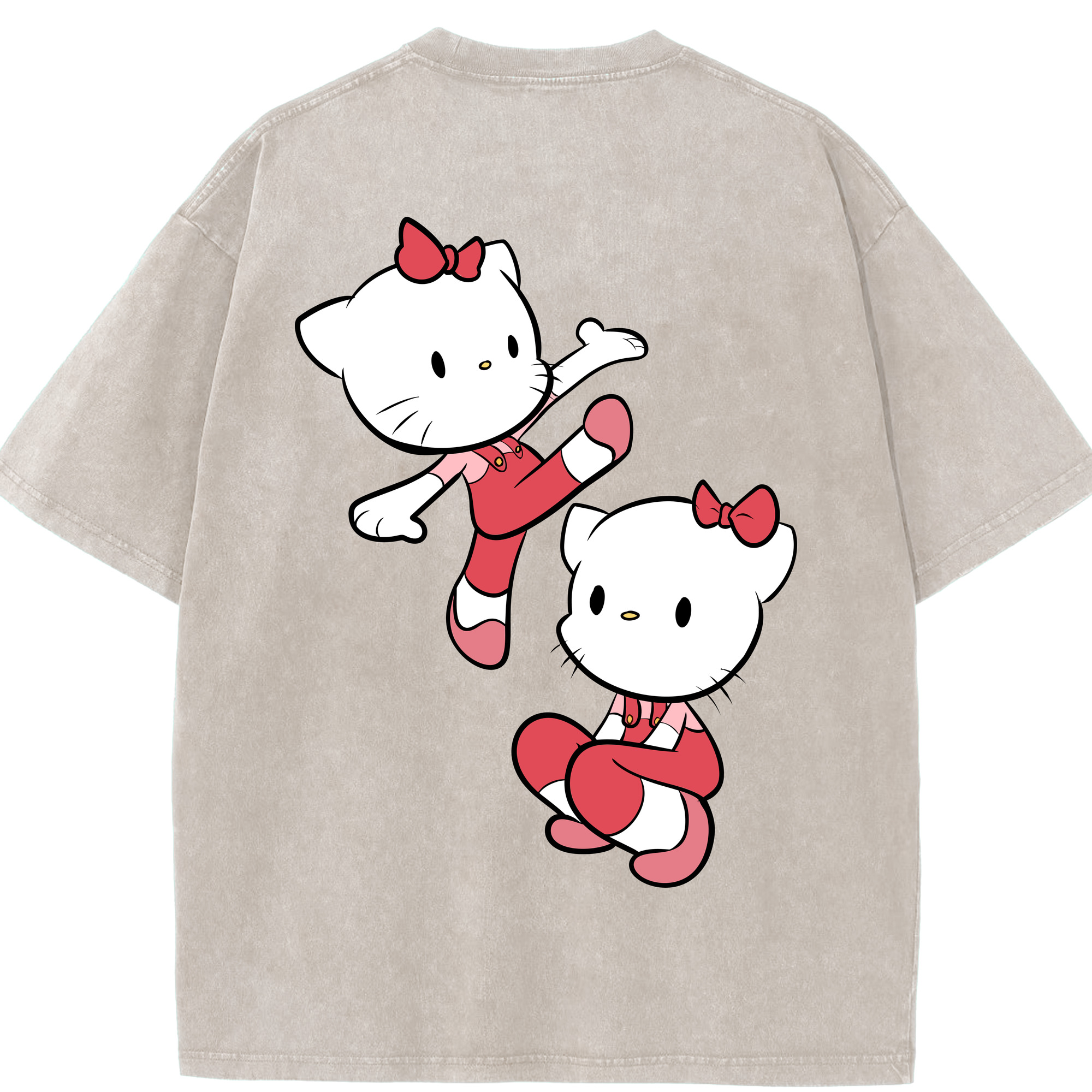 （画像用） Hello Kitty ハローキティ 綿100% ヴィンテージ風 半袖Tシャツ（背面プリント）