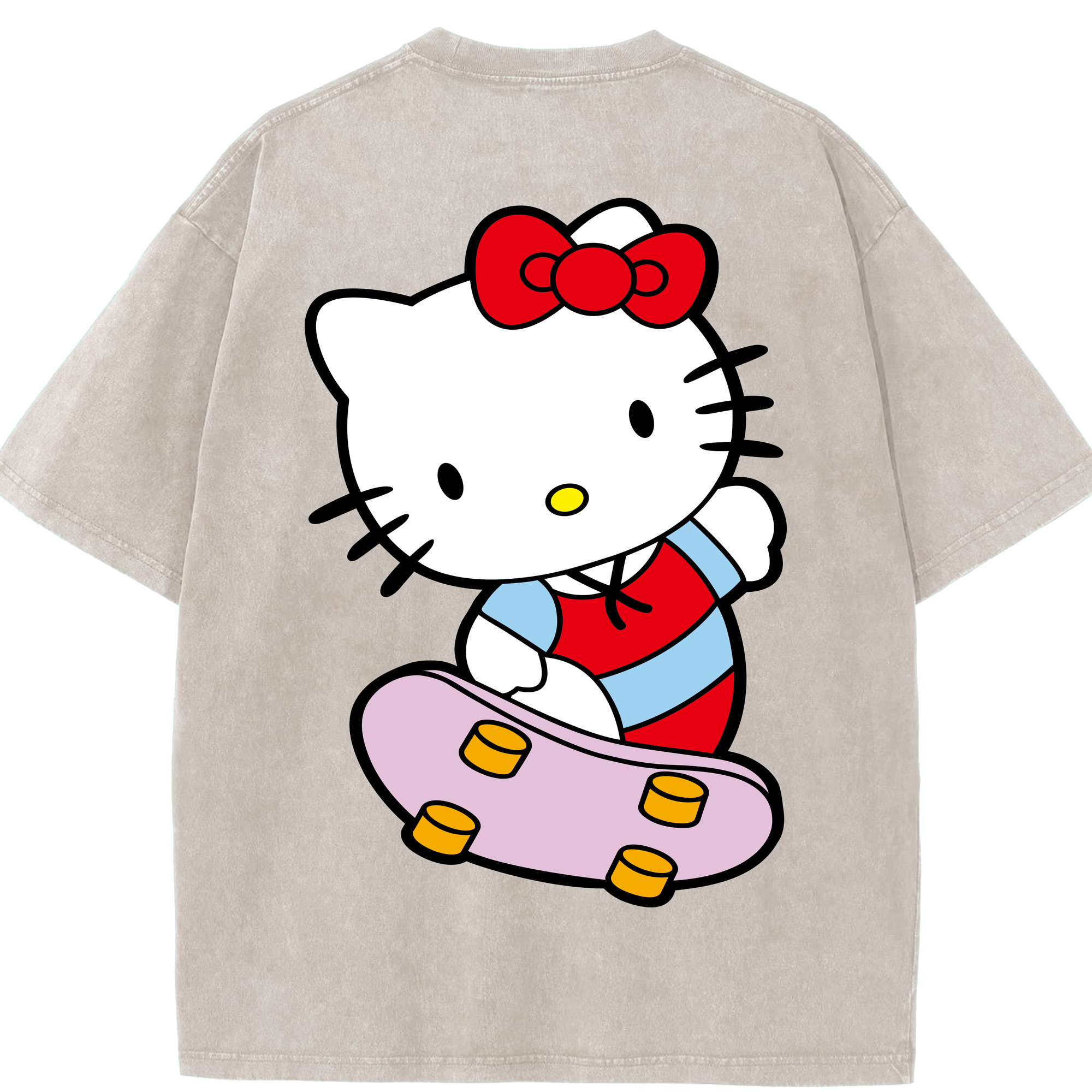 （画像用） Hello Kitty ハローキティ 綿100% ヴィンテージ風 半袖Tシャツ（背面プリント）