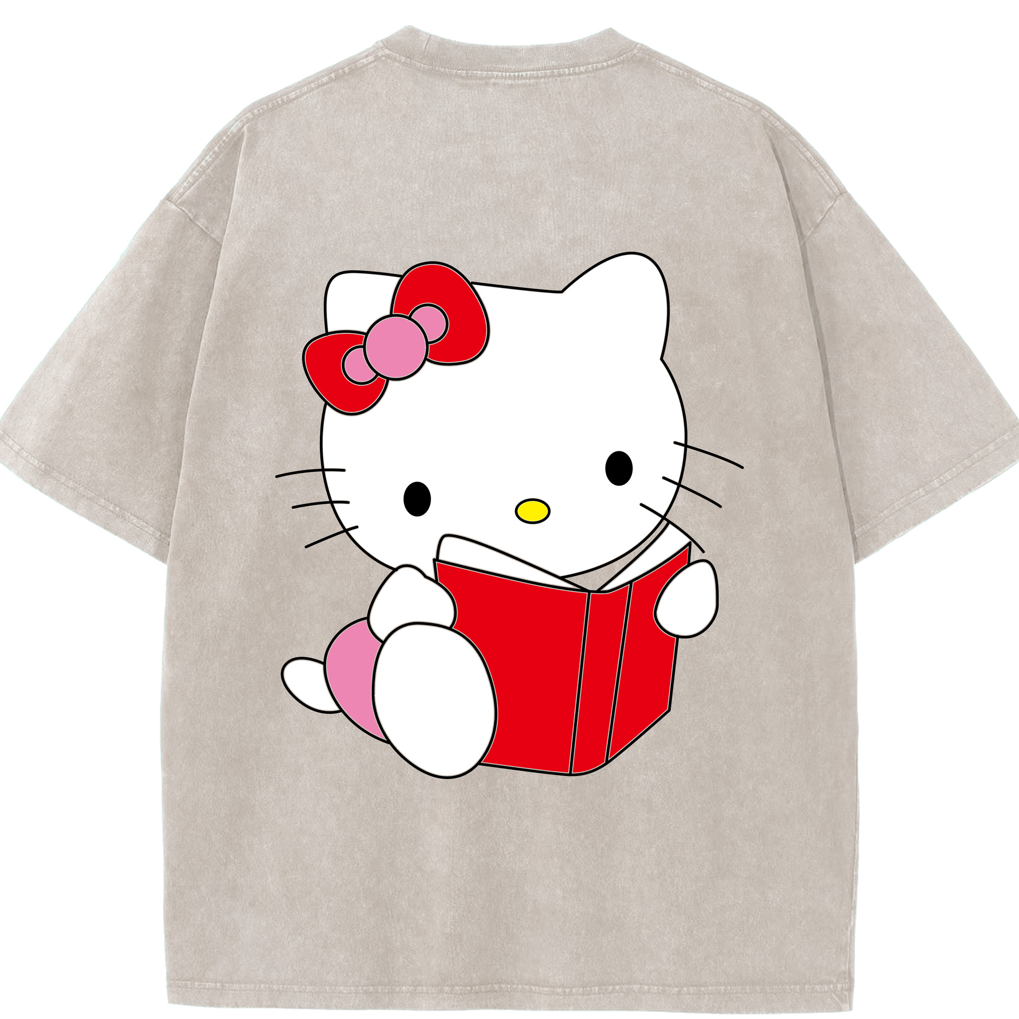 （画像用） Hello Kitty ハローキティ 綿100% ヴィンテージ風 半袖Tシャツ（背面プリント）