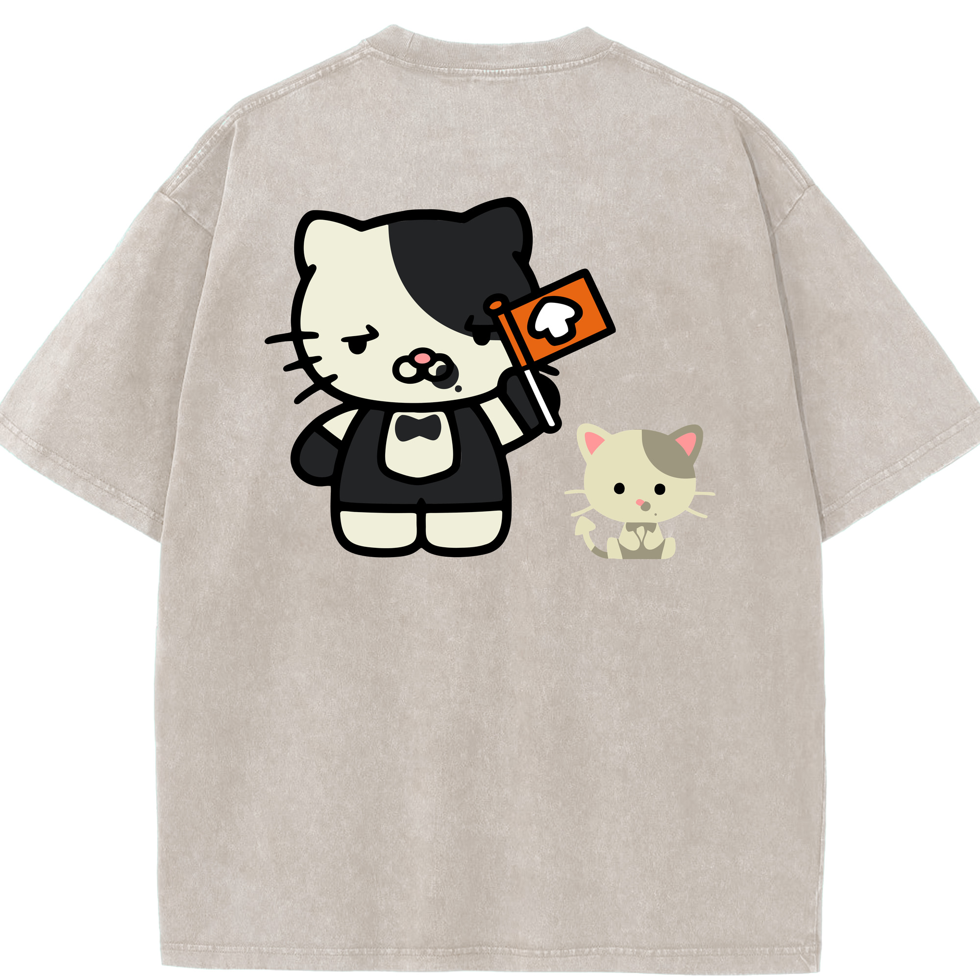（画像用） Hello Kitty ハローキティ 綿100% ヴィンテージ風 半袖Tシャツ（背面プリント）