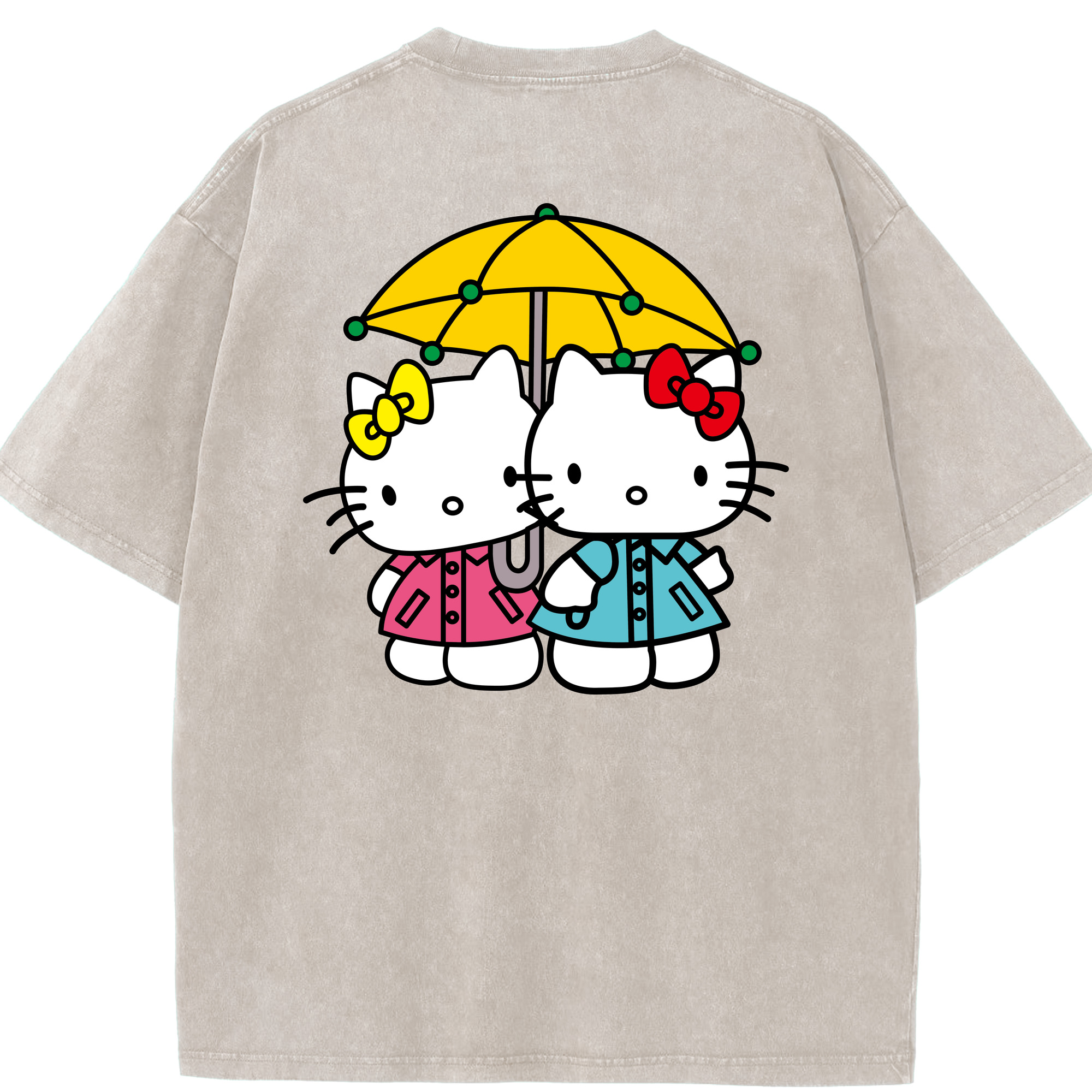 （画像用） Hello Kitty ハローキティ 綿100% ヴィンテージ風 半袖Tシャツ（背面プリント）