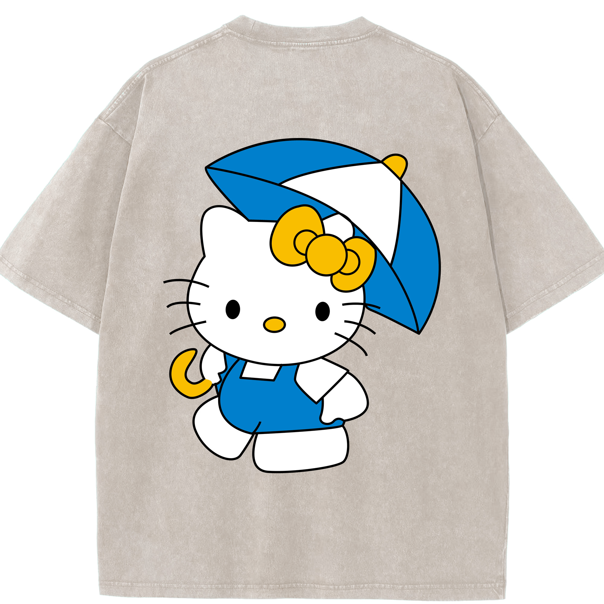 （画像用） Hello Kitty ハローキティ 綿100% ヴィンテージ風 半袖Tシャツ（背面プリント）