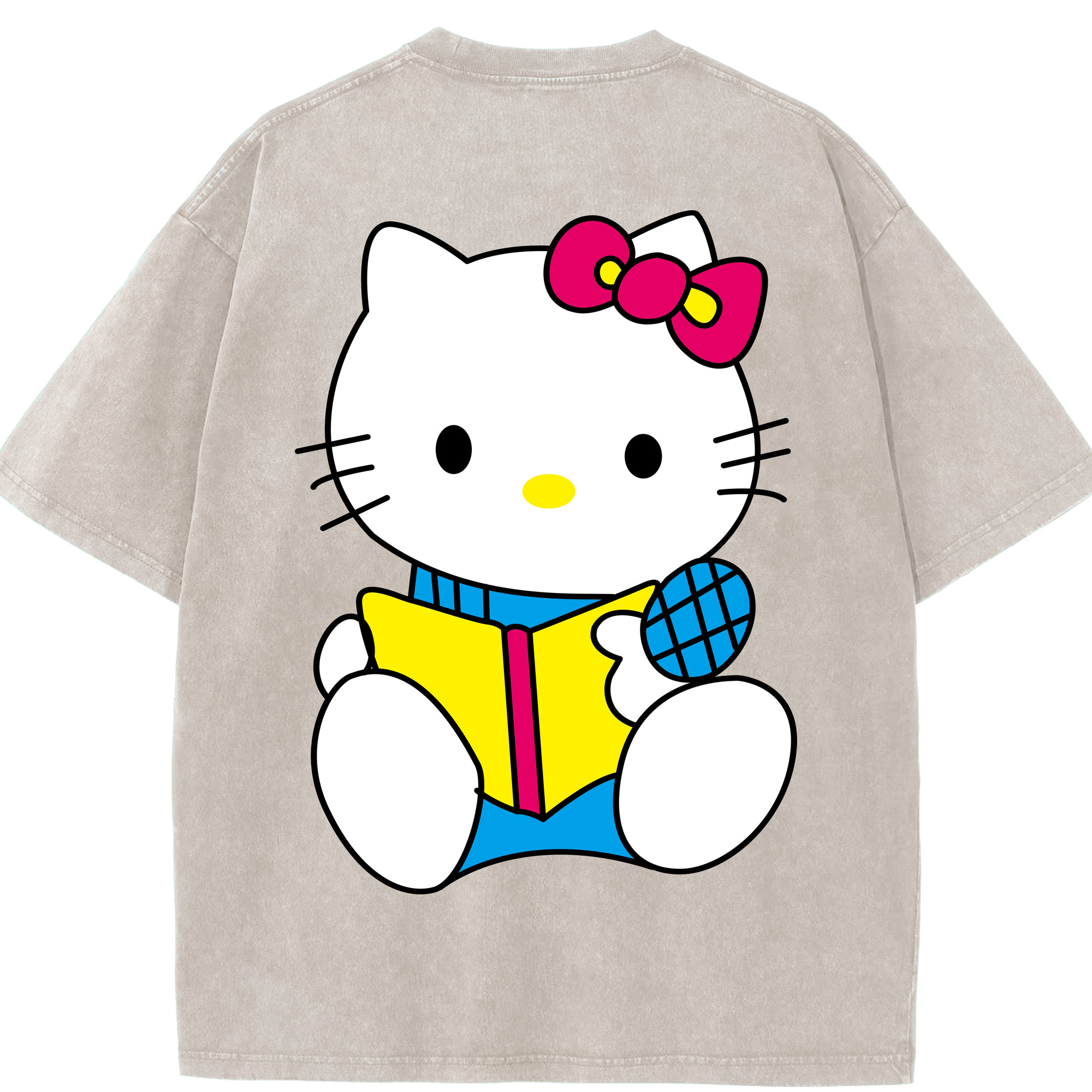 （画像用） Hello Kitty ハローキティ 綿100% ヴィンテージ風 半袖Tシャツ（背面プリント）