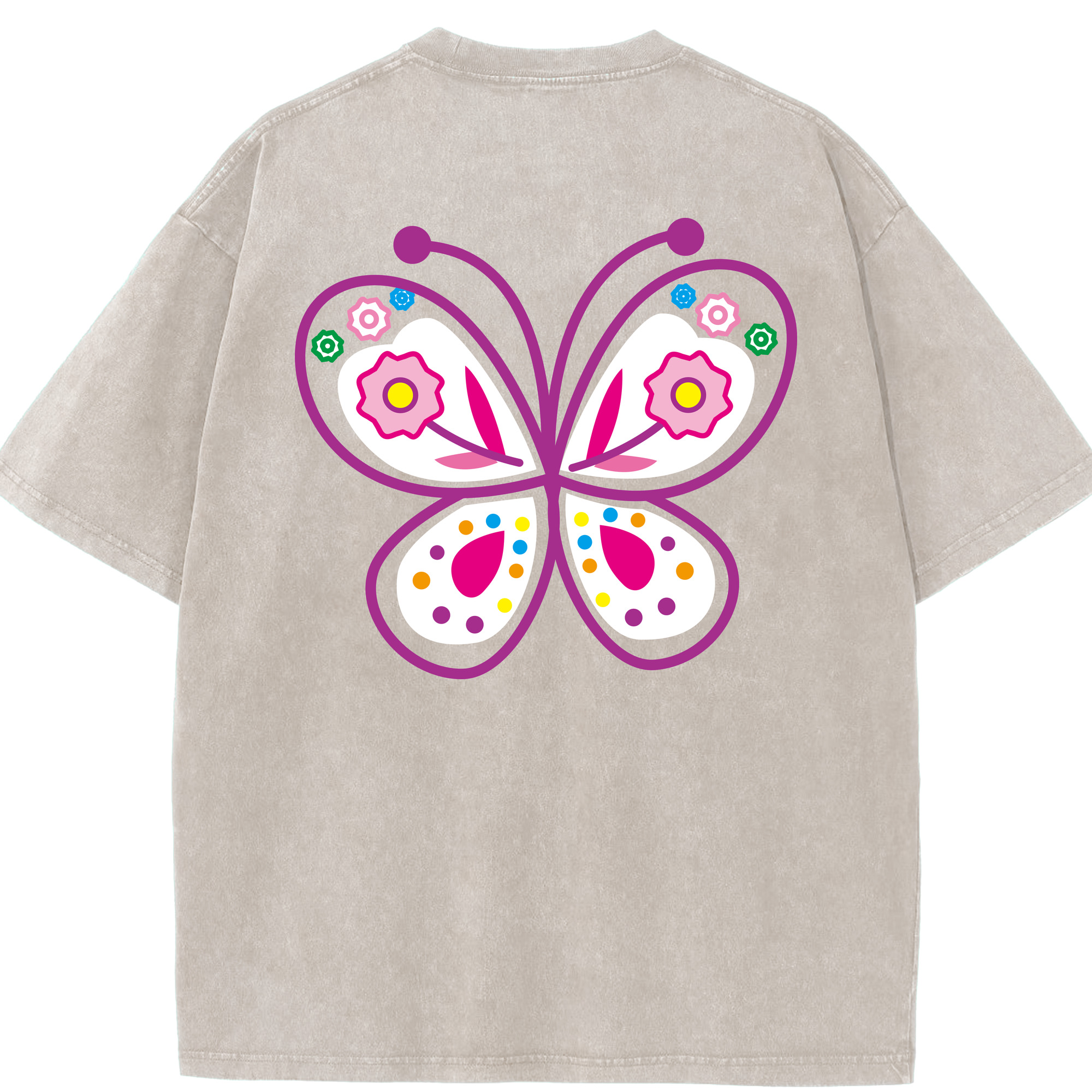 （画像用） Hello Kitty ハローキティ 綿100% ヴィンテージ風 半袖Tシャツ（背面プリント）