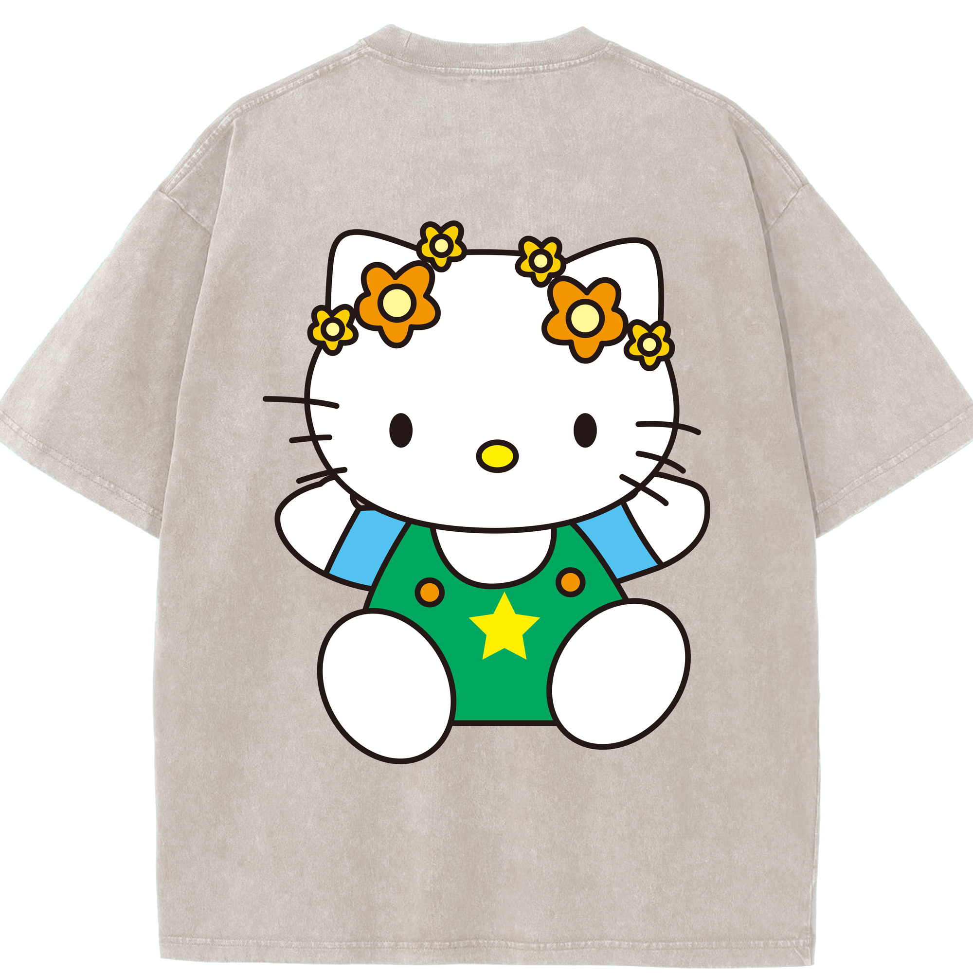 （画像用） Hello Kitty ハローキティ 綿100% ヴィンテージ風 半袖Tシャツ（背面プリント）