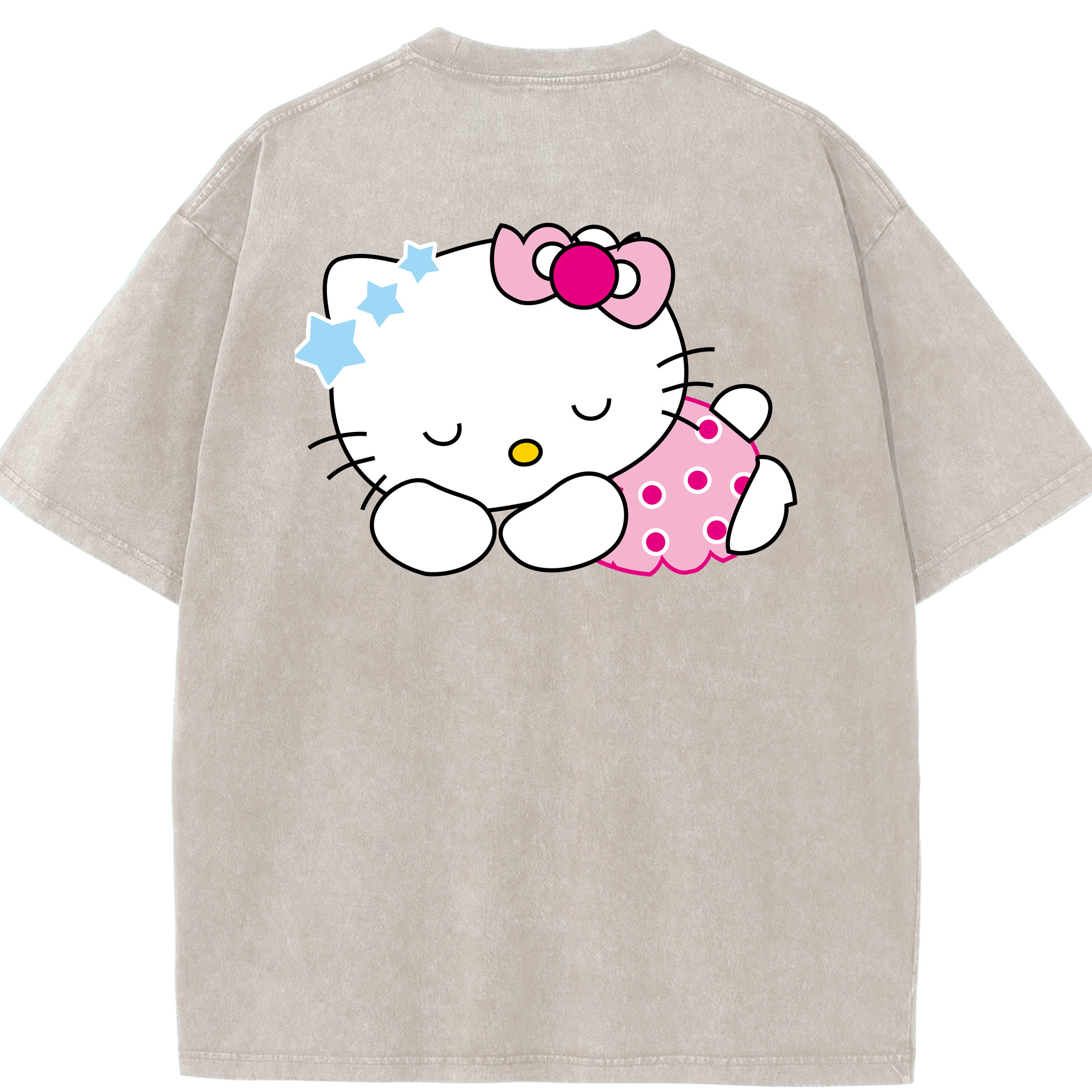（画像用） Hello Kitty ハローキティ 綿100% ヴィンテージ風 半袖Tシャツ（背面プリント）