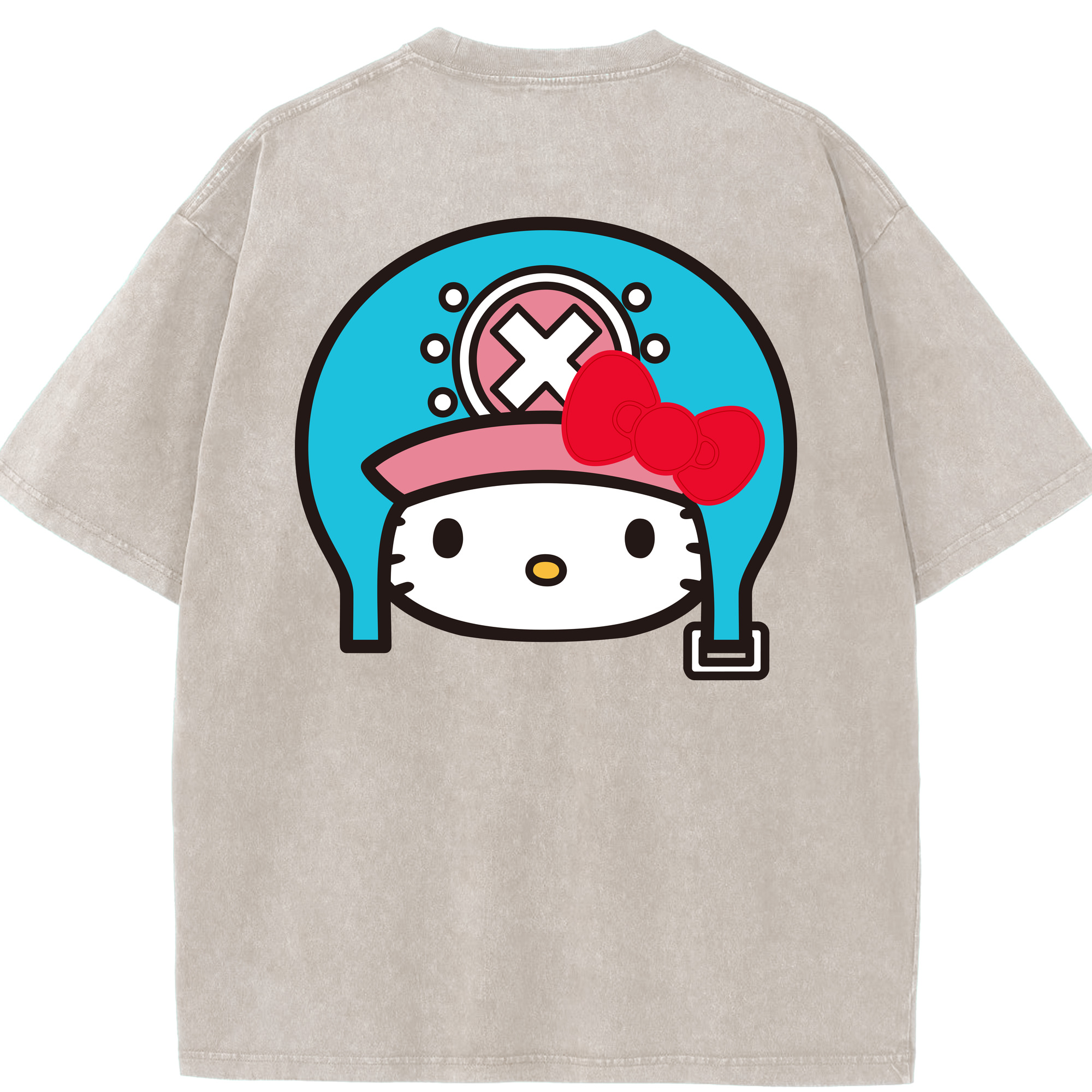 （画像用） Hello Kitty ハローキティ 綿100% ヴィンテージ風 半袖Tシャツ（背面プリント）