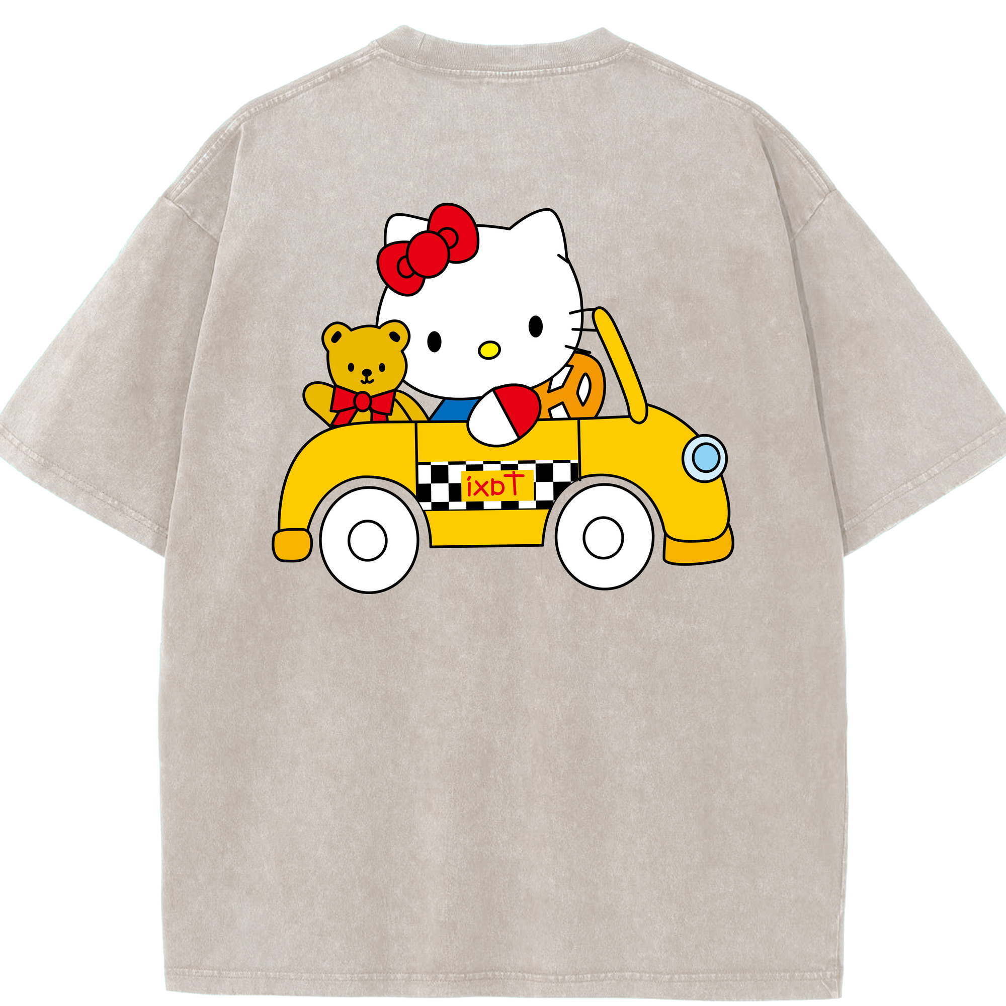 （画像用） Hello Kitty ハローキティ 綿100% ヴィンテージ風 半袖Tシャツ（背面プリント）