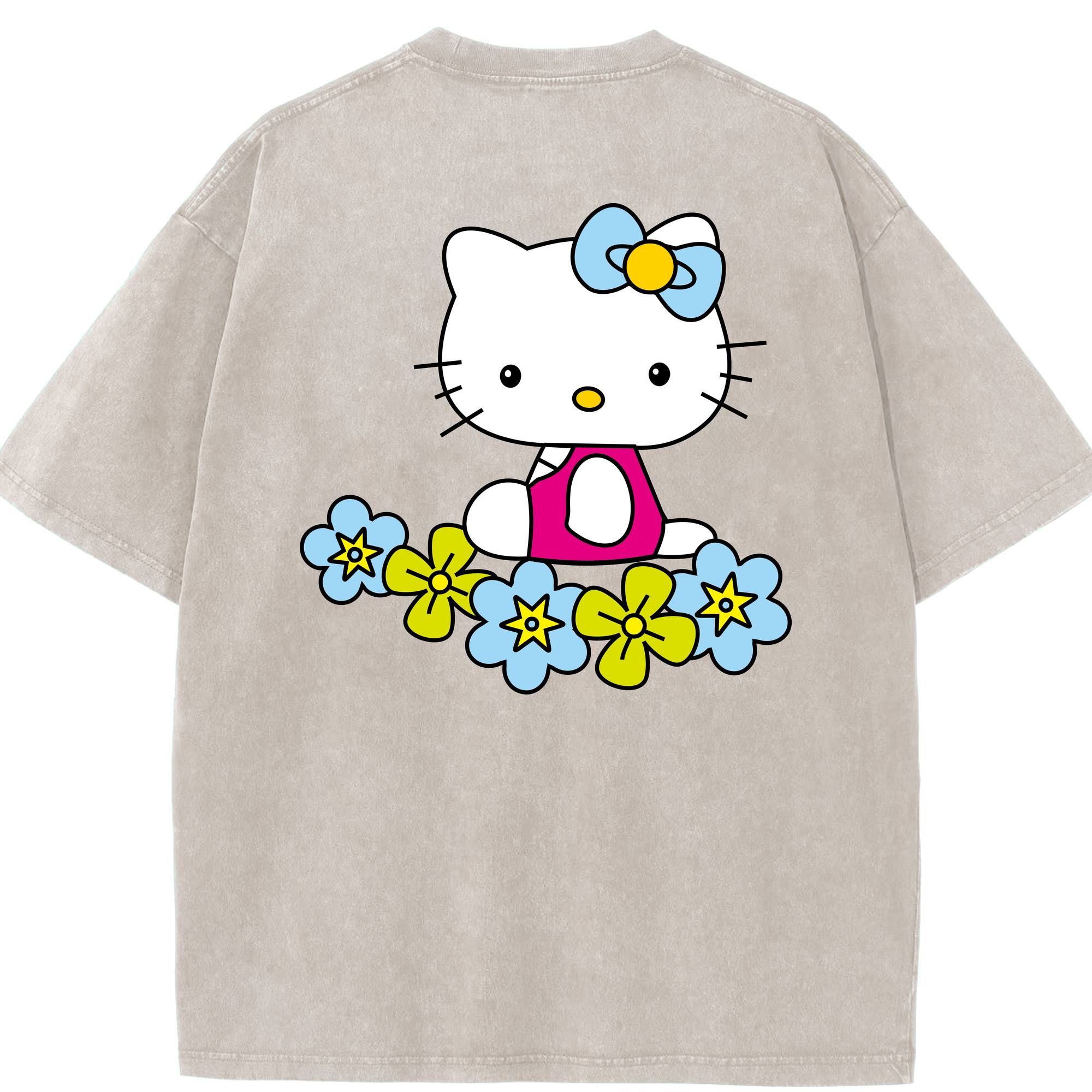 （画像用） Hello Kitty ハローキティ 綿100% ヴィンテージ風 半袖Tシャツ（背面プリント）