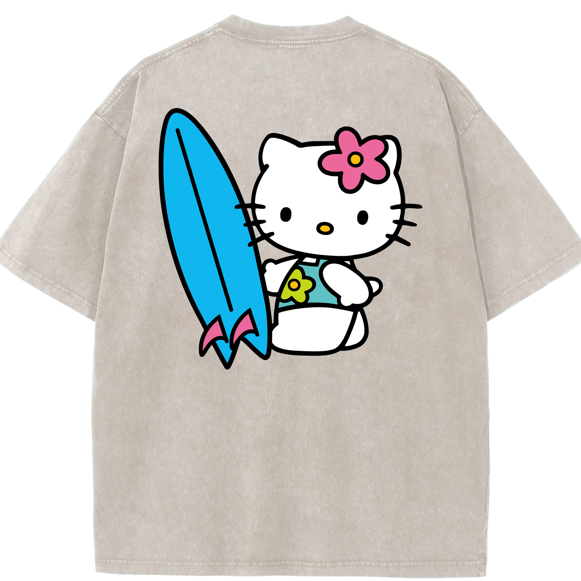 （画像用） Hello Kitty ハローキティ 綿100% ヴィンテージ風 半袖Tシャツ（背面プリント）