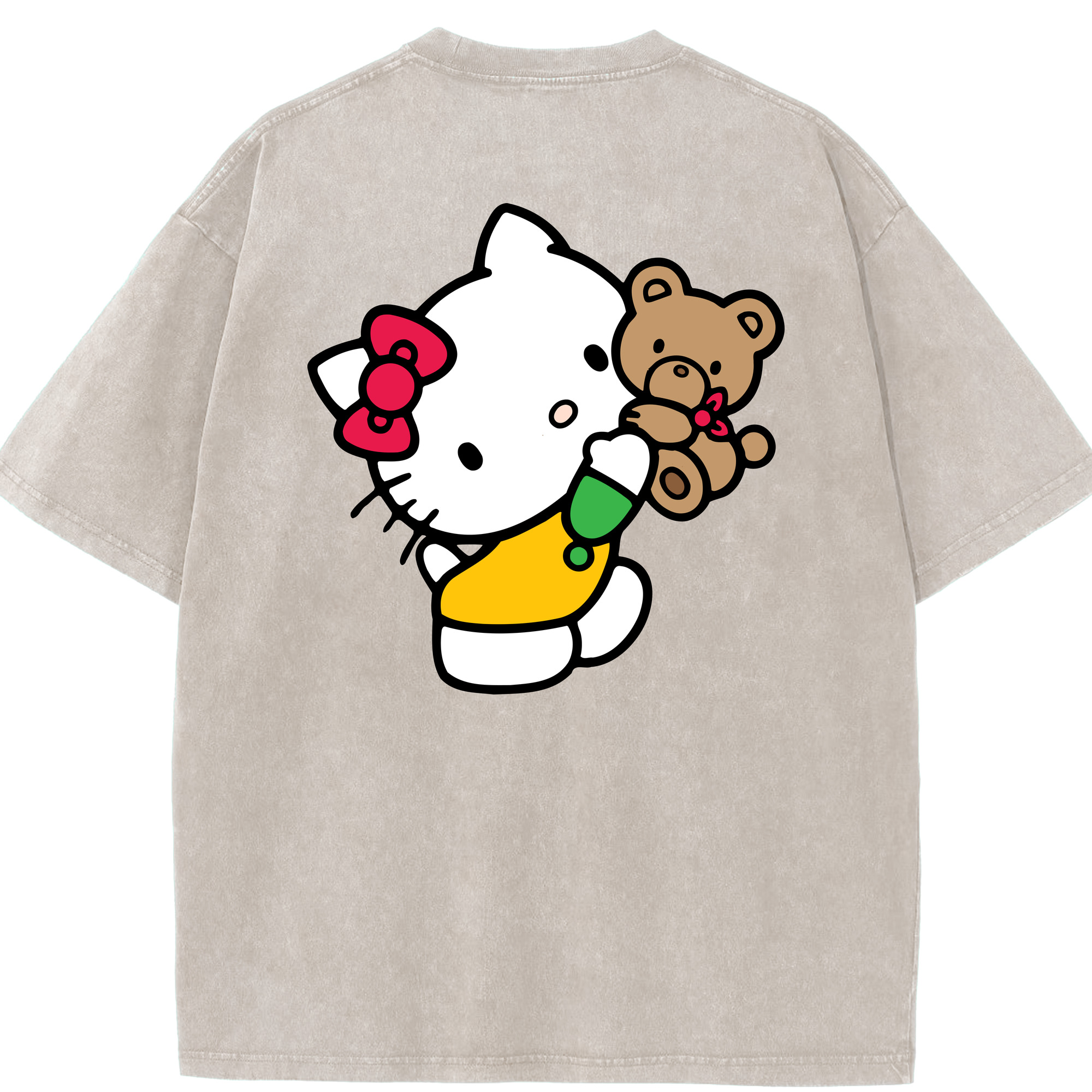 （画像用） Hello Kitty ハローキティ 綿100% ヴィンテージ風 半袖Tシャツ（背面プリント）