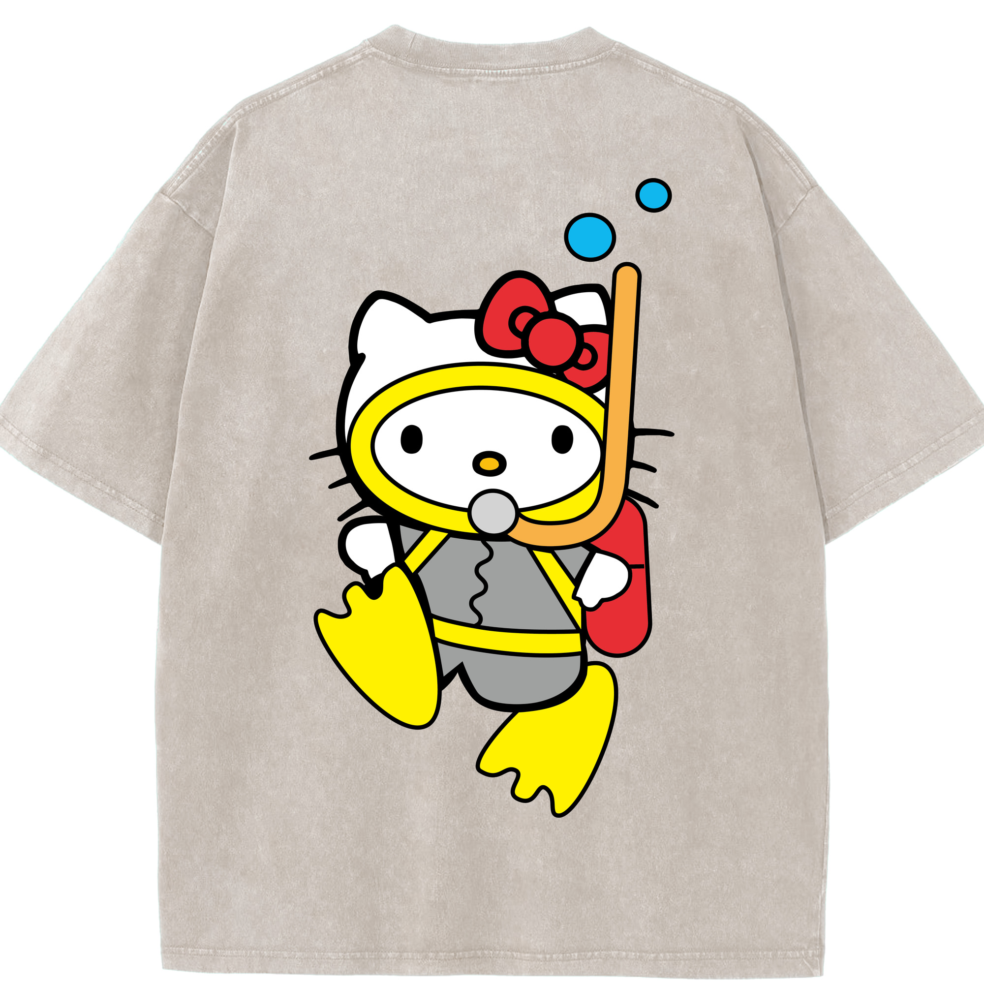 （画像用） Hello Kitty ハローキティ 綿100% ヴィンテージ風 半袖Tシャツ（背面プリント）