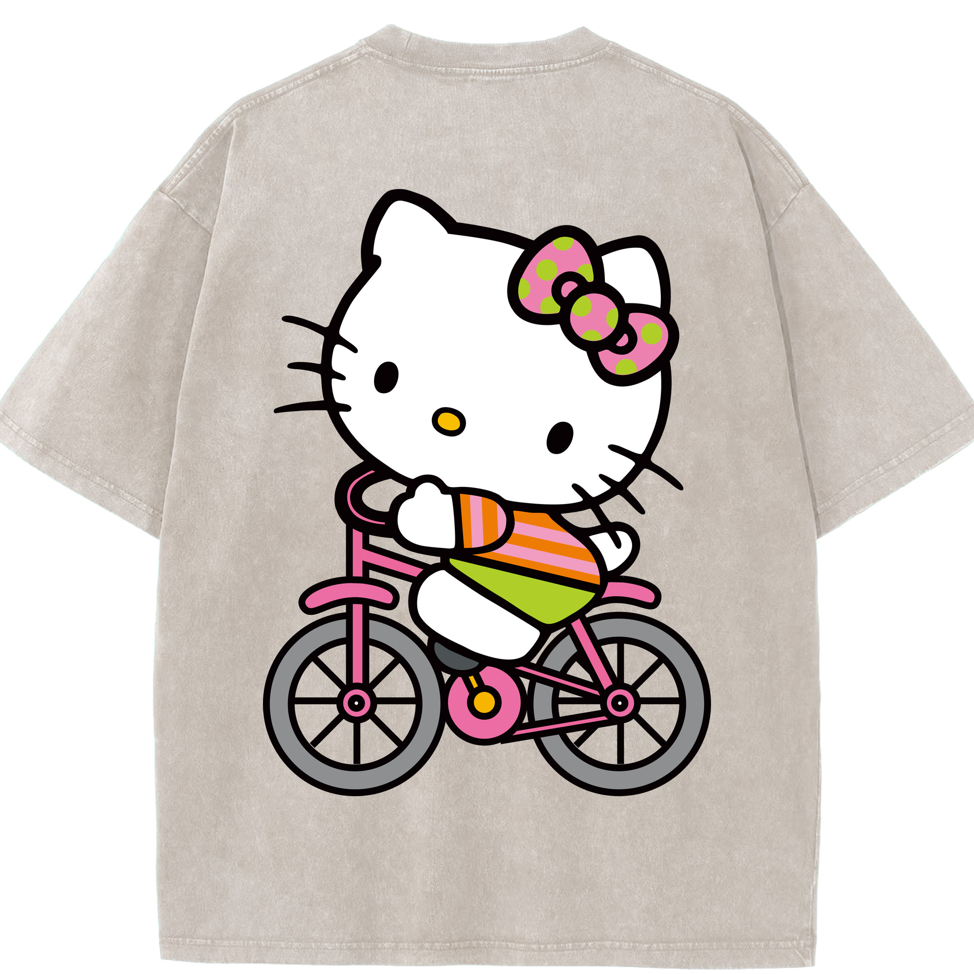 （画像用） Hello Kitty ハローキティ 綿100% ヴィンテージ風 半袖Tシャツ（背面プリント）