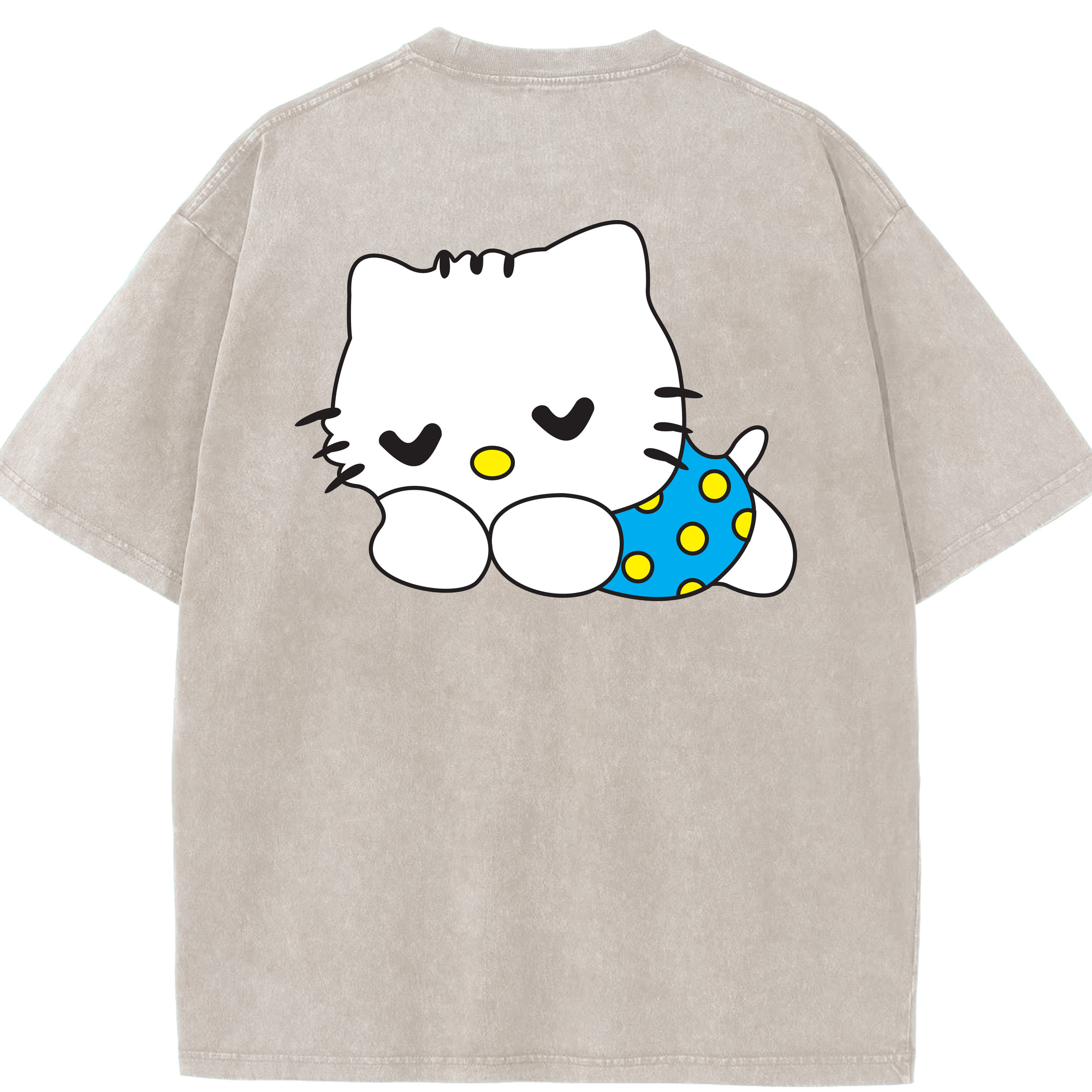 （画像用） Hello Kitty ハローキティ 綿100% ヴィンテージ風 半袖Tシャツ（背面プリント）