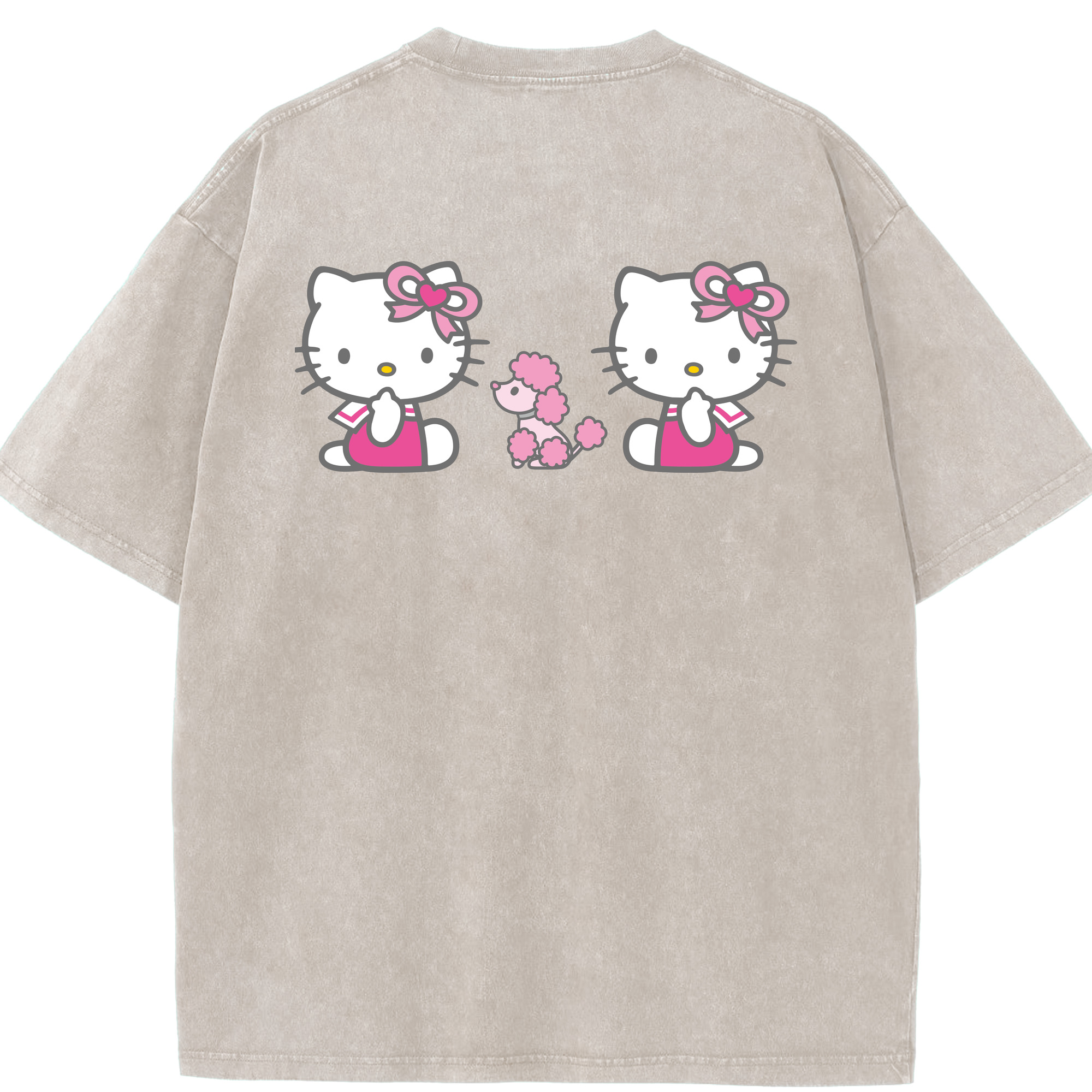 （画像用） Hello Kitty ハローキティ 綿100% ヴィンテージ風 半袖Tシャツ（背面プリント）