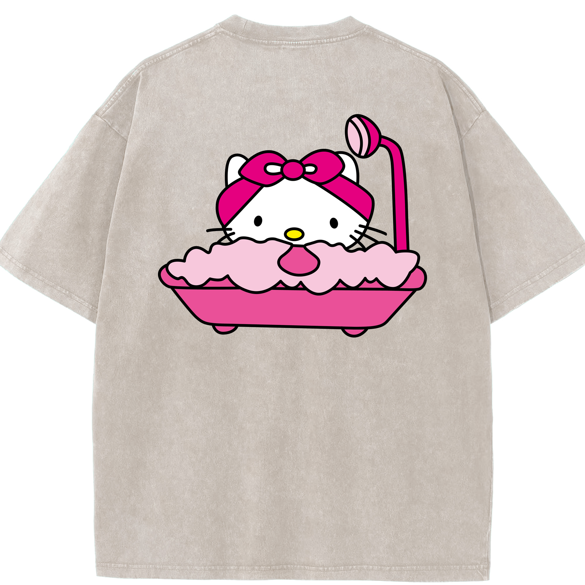 （画像用） Hello Kitty ハローキティ 綿100% ヴィンテージ風 半袖Tシャツ（背面プリント）