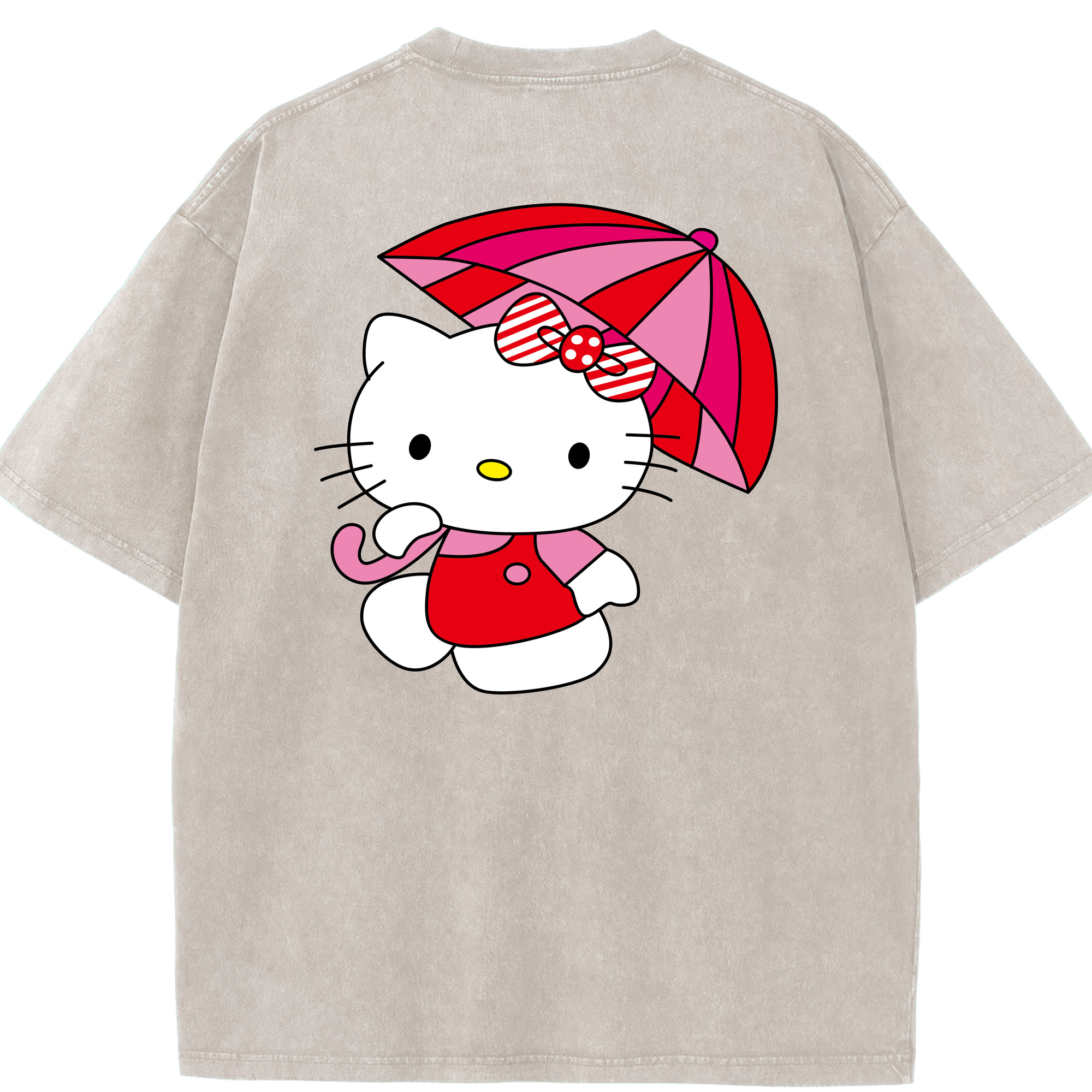 （画像用） Hello Kitty ハローキティ 綿100% ヴィンテージ風 半袖Tシャツ（背面プリント）