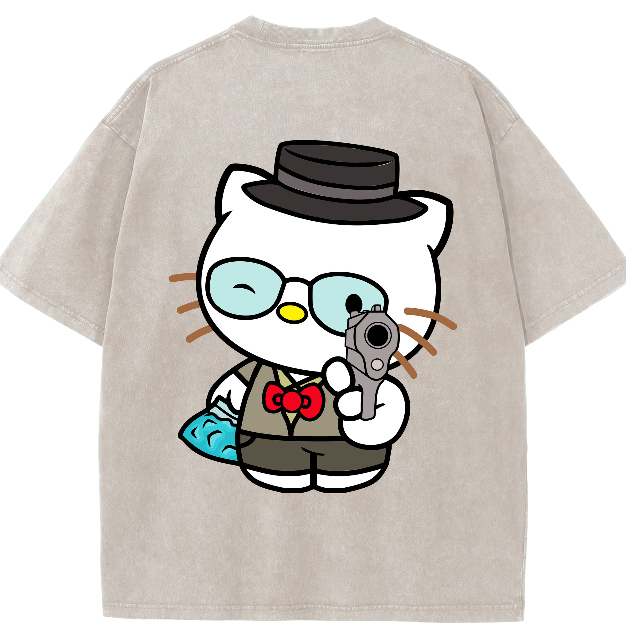 （画像用） Hello Kitty ハローキティ 綿100% ヴィンテージ風 半袖Tシャツ（背面プリント）