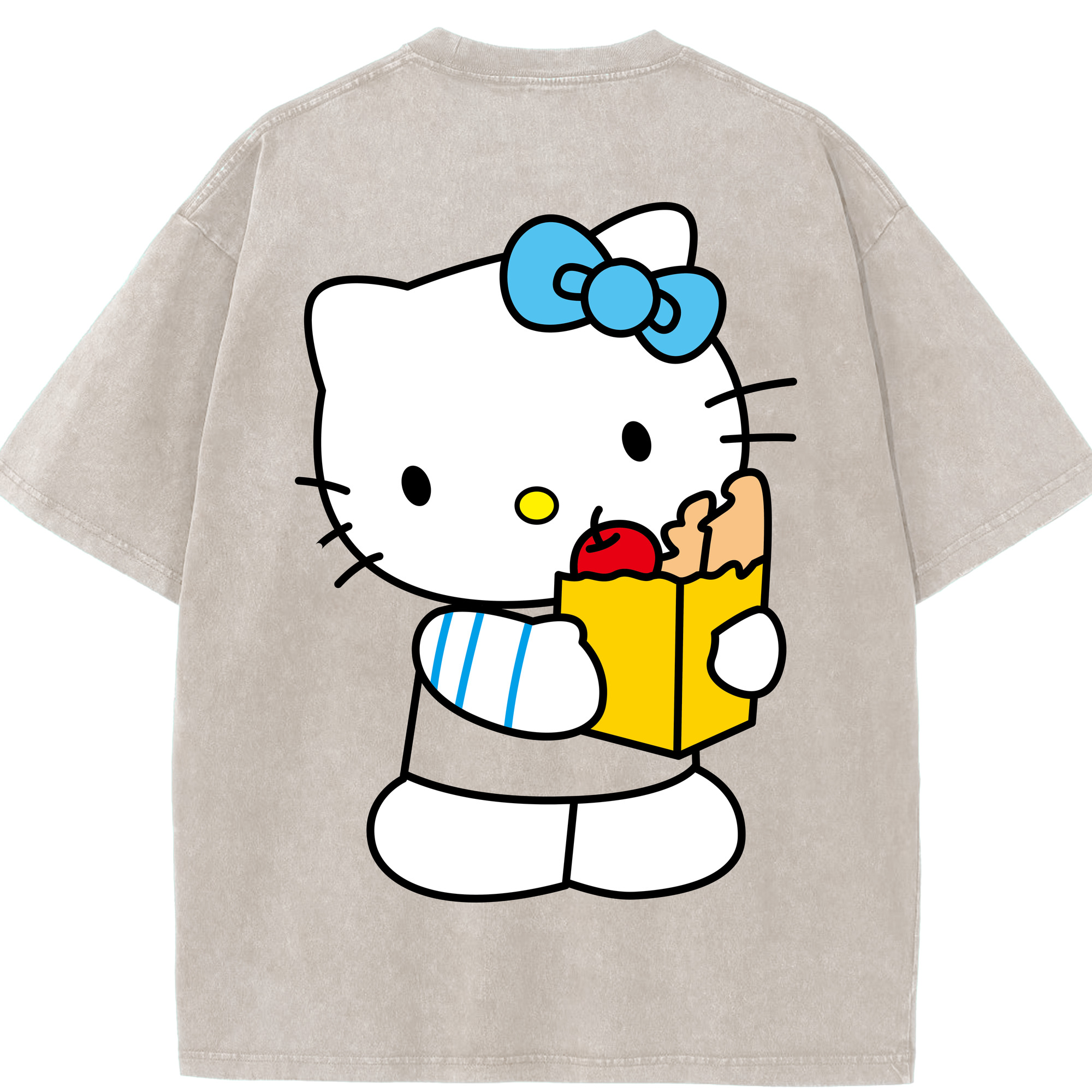 （画像用） Hello Kitty ハローキティ 綿100% ヴィンテージ風 半袖Tシャツ（背面プリント）