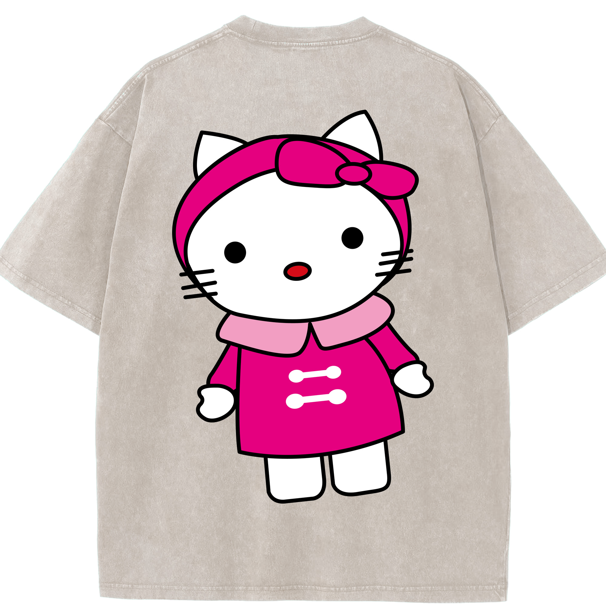 （画像用） Hello Kitty ハローキティ 綿100% ヴィンテージ風 半袖Tシャツ（背面プリント）