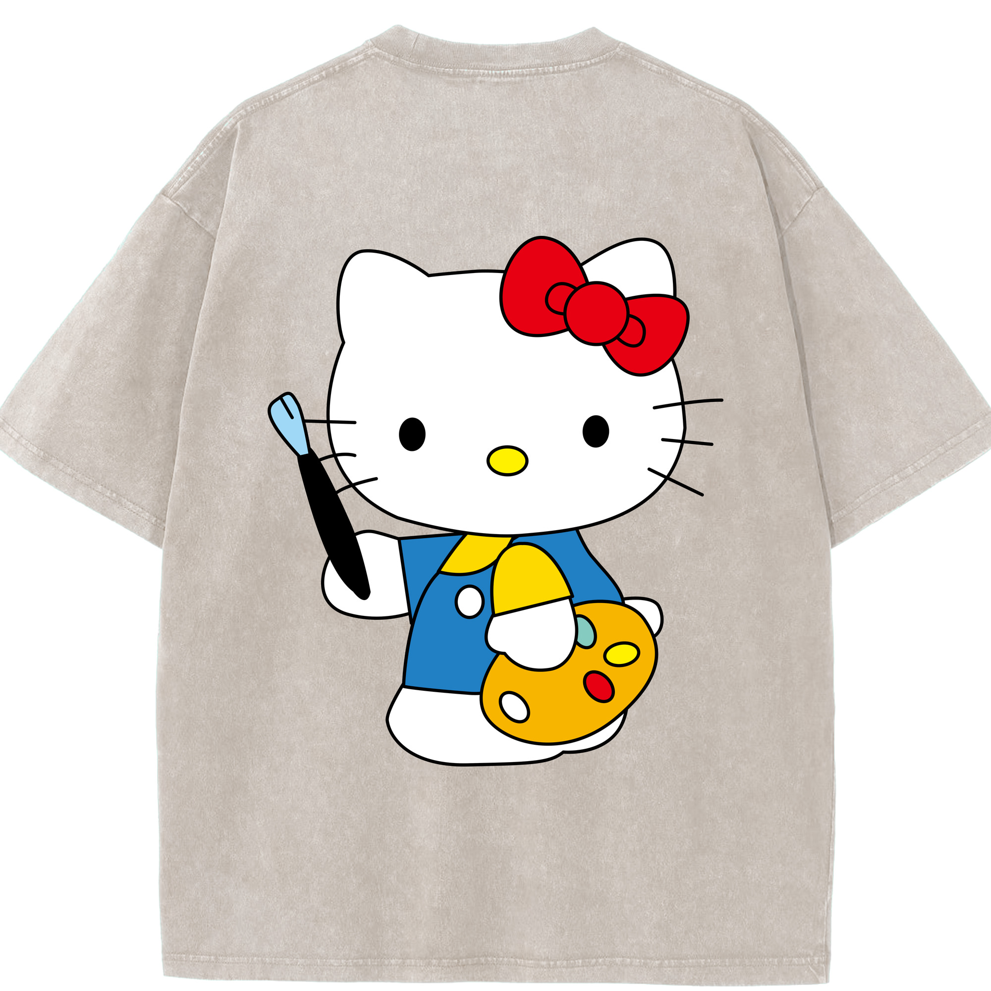 （画像用） Hello Kitty ハローキティ 綿100% ヴィンテージ風 半袖Tシャツ（背面プリント）