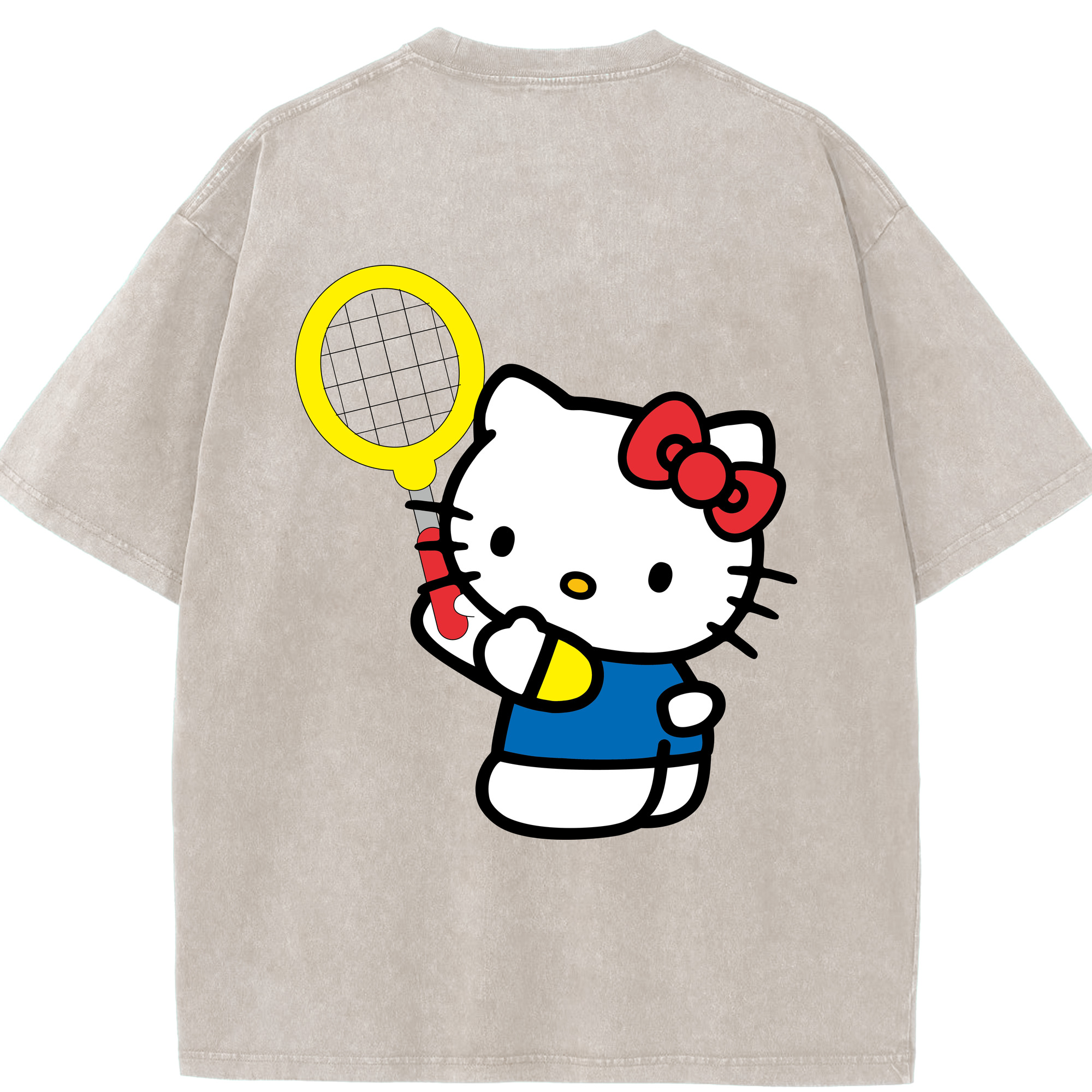 （画像用） Hello Kitty ハローキティ 綿100% ヴィンテージ風 半袖Tシャツ（背面プリント）