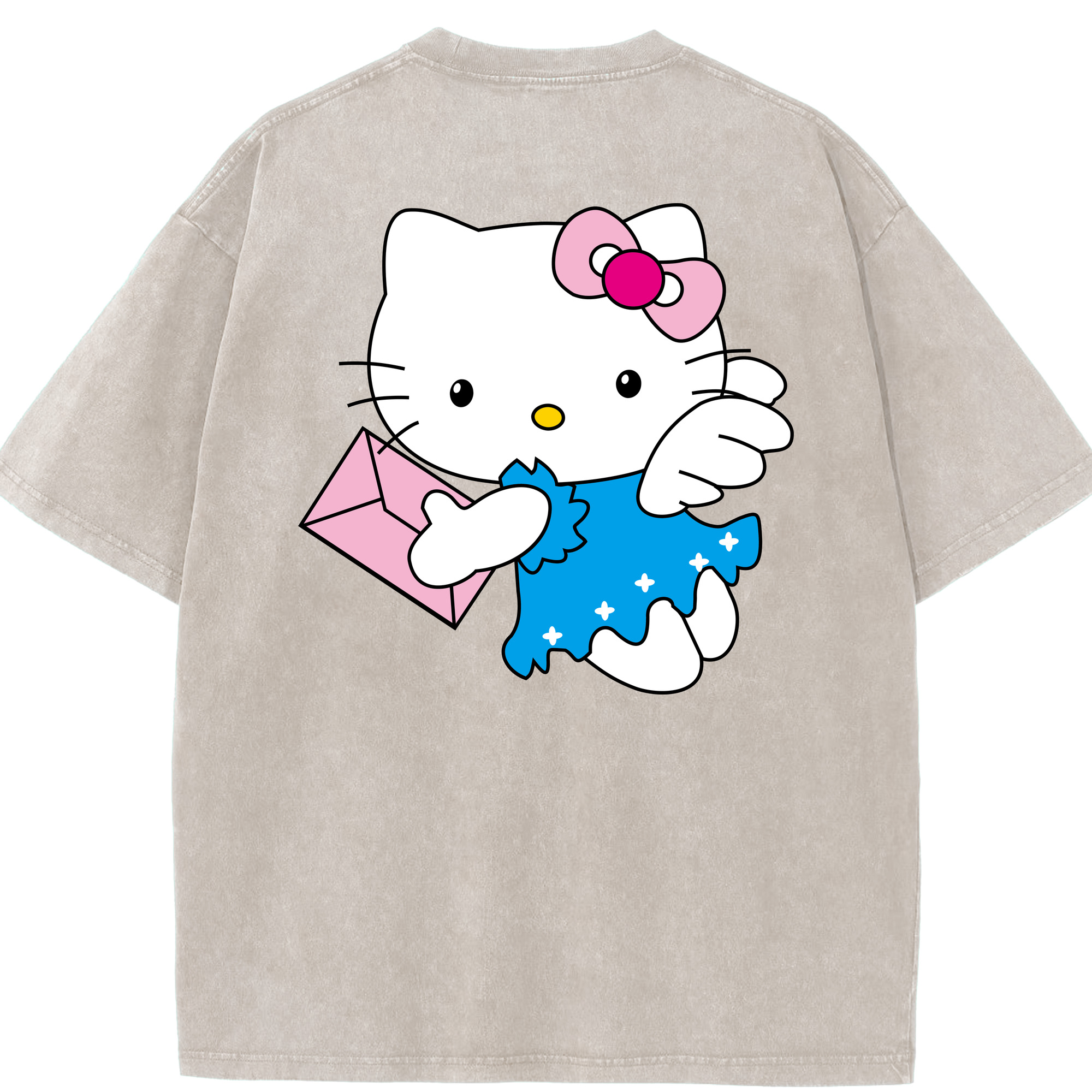 （画像用） Hello Kitty ハローキティ 綿100% ヴィンテージ風 半袖Tシャツ（背面プリント）