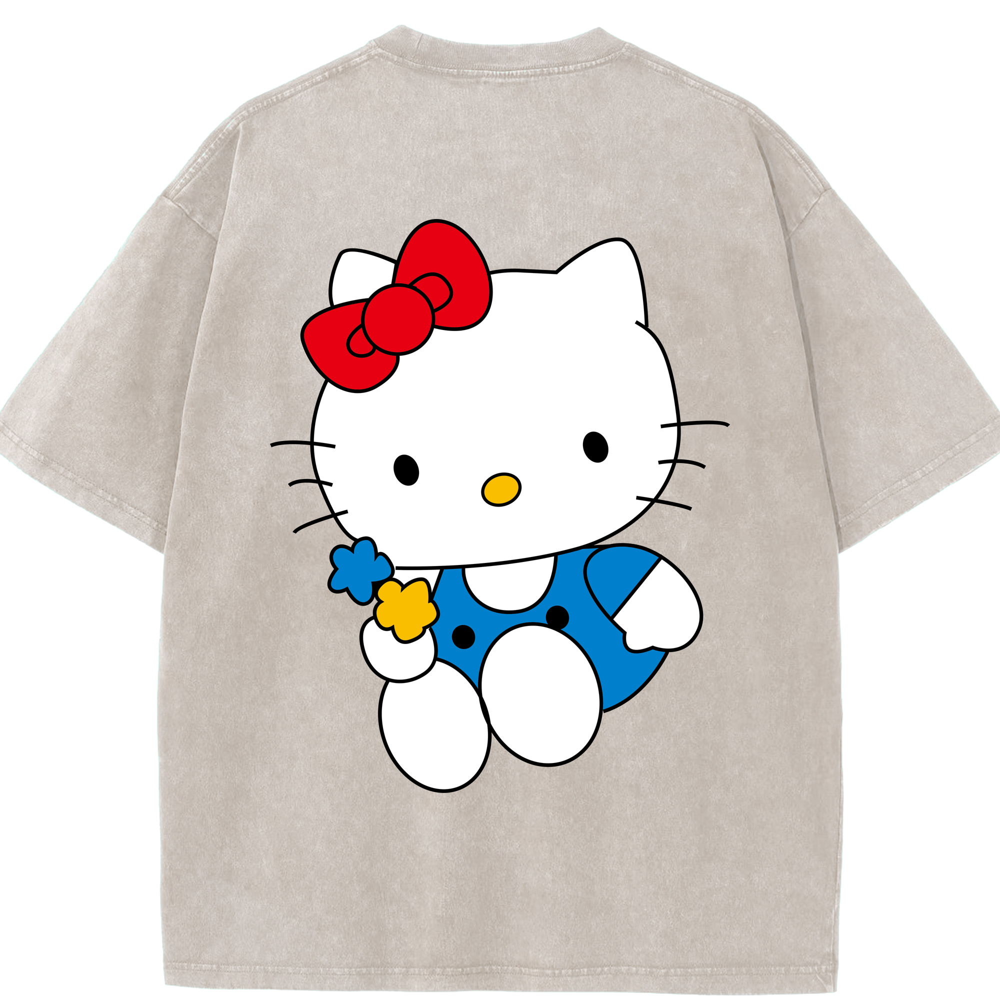 （画像用） Hello Kitty ハローキティ 綿100% ヴィンテージ風 半袖Tシャツ（背面プリント）