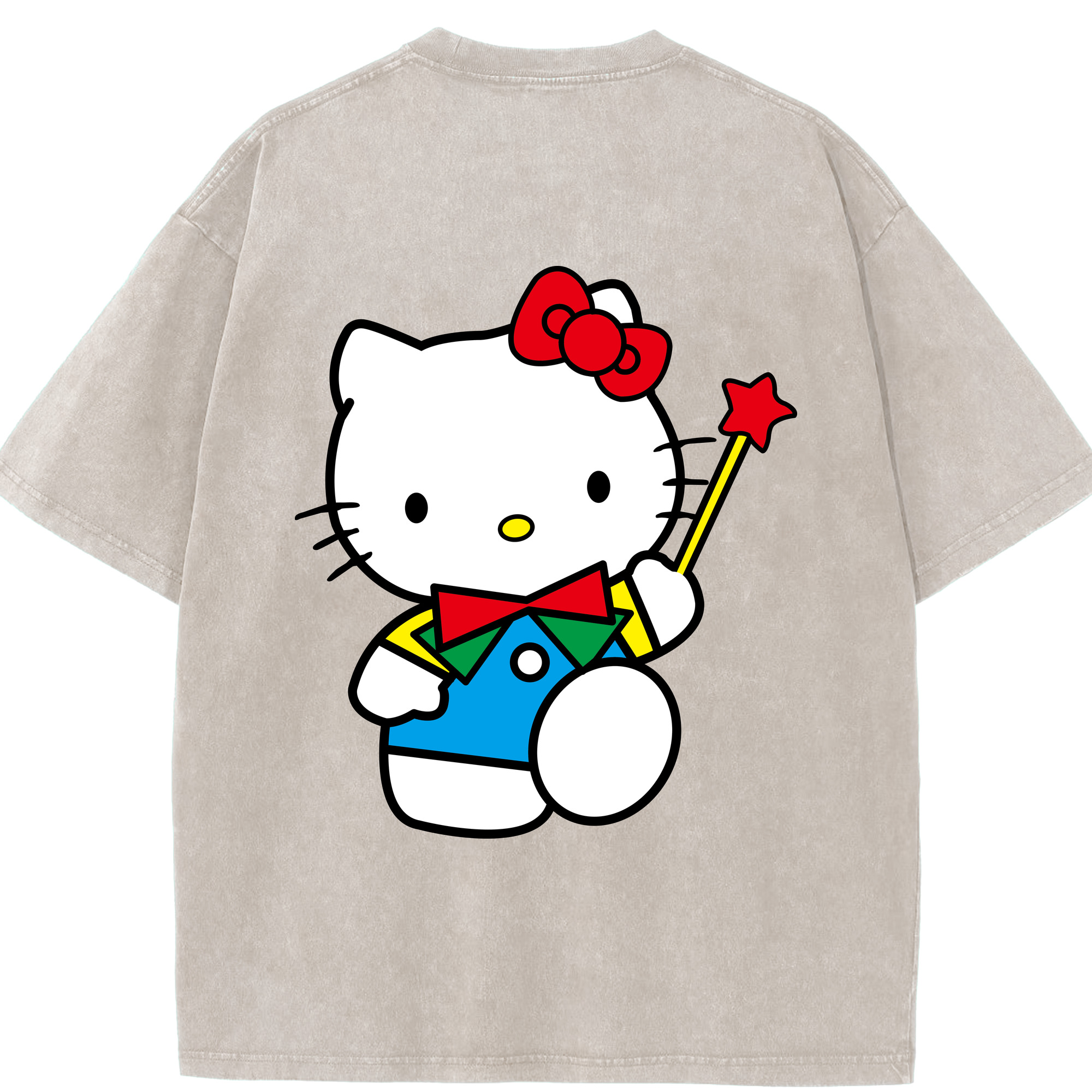 （画像用） Hello Kitty ハローキティ 綿100% ヴィンテージ風 半袖Tシャツ（背面プリント）