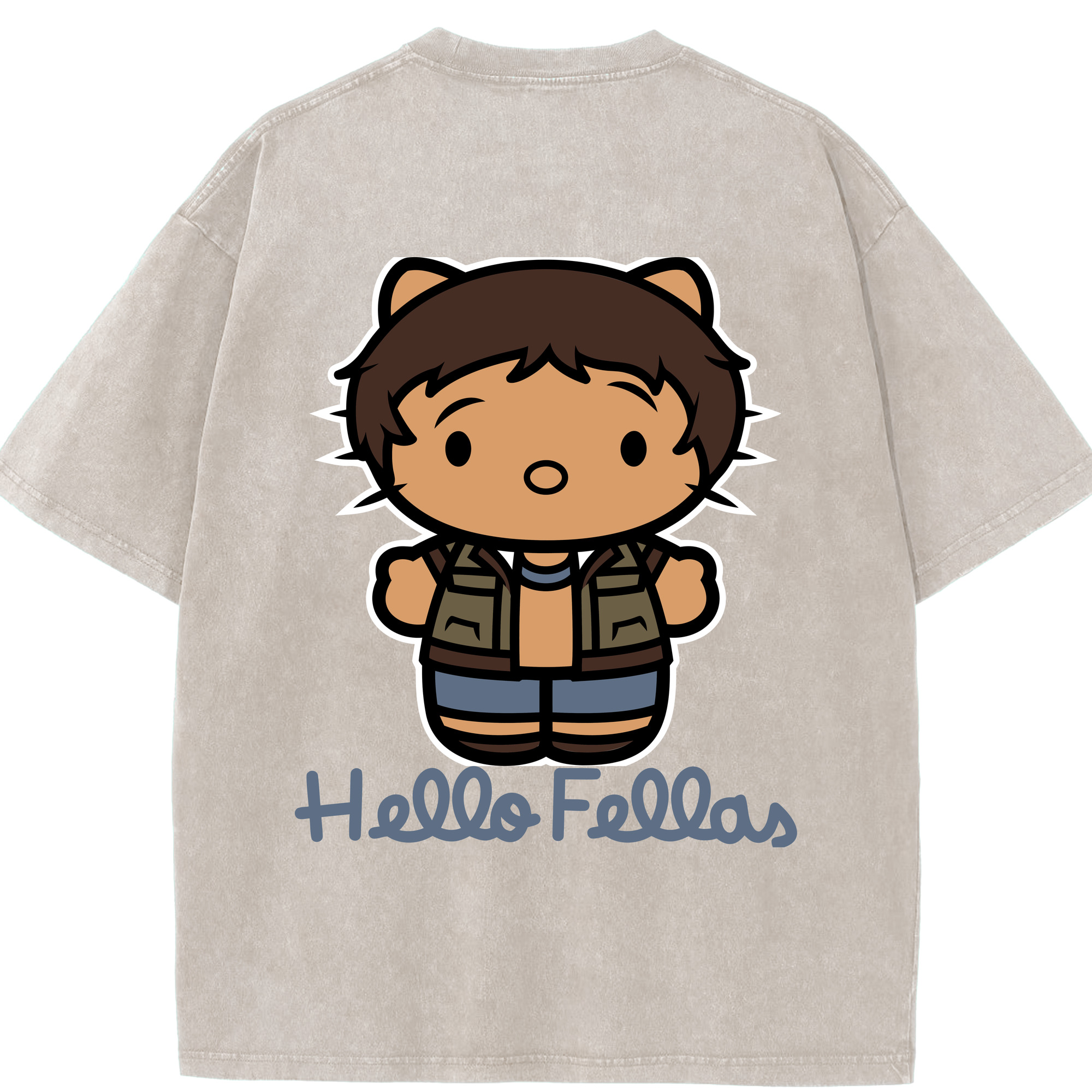 （画像用） Hello Kitty ハローキティ 綿100% ヴィンテージ風 半袖Tシャツ（背面プリント）