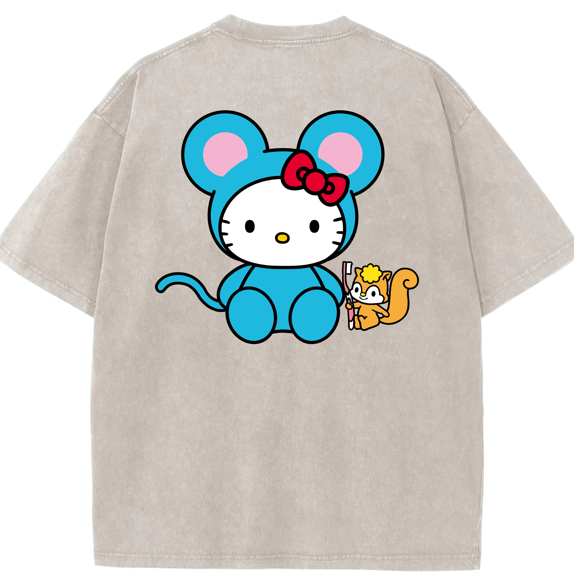 （画像用） Hello Kitty ハローキティ 綿100% ヴィンテージ風 半袖Tシャツ（背面プリント）