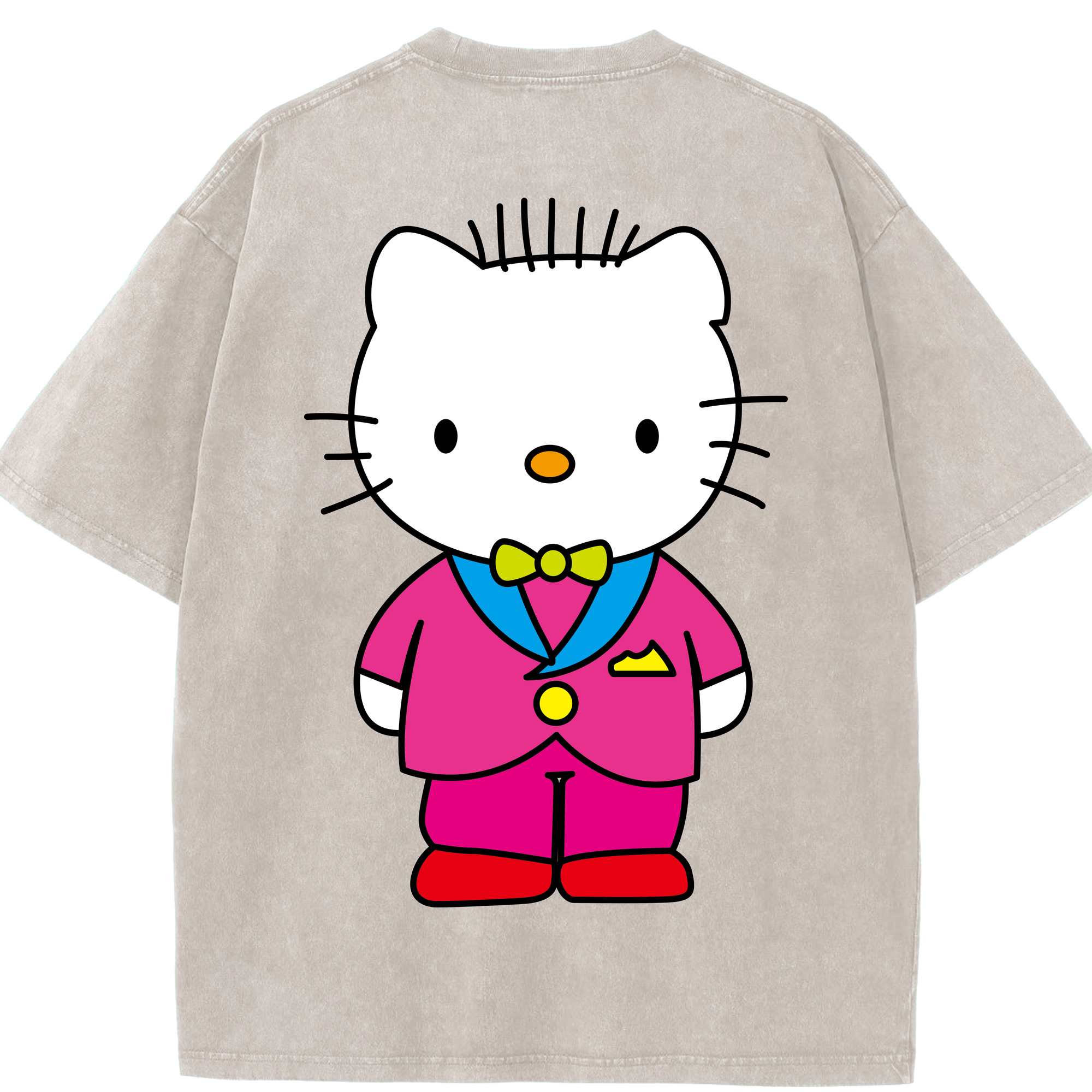 （画像用） Hello Kitty ハローキティ 綿100% ヴィンテージ風 半袖Tシャツ（背面プリント）