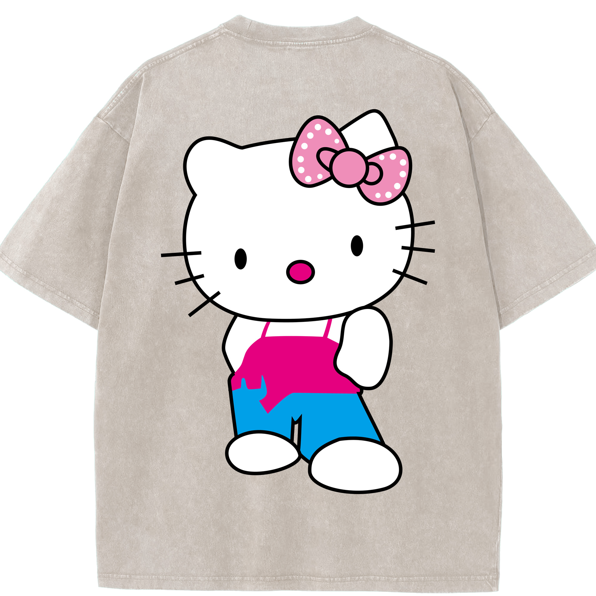 （画像用） Hello Kitty ハローキティ 綿100% ヴィンテージ風 半袖Tシャツ（背面プリント）