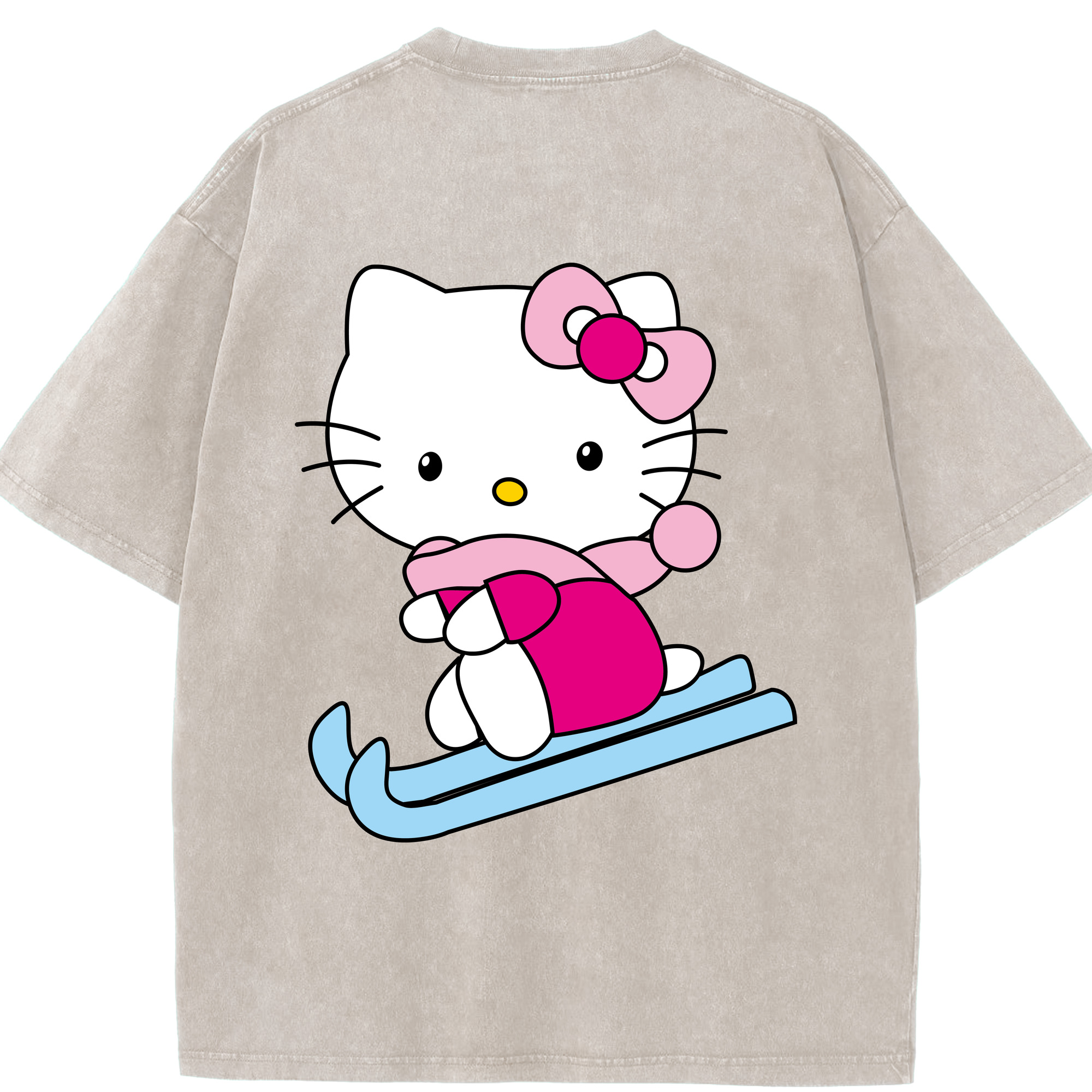 （画像用） Hello Kitty ハローキティ 綿100% ヴィンテージ風 半袖Tシャツ（背面プリント）