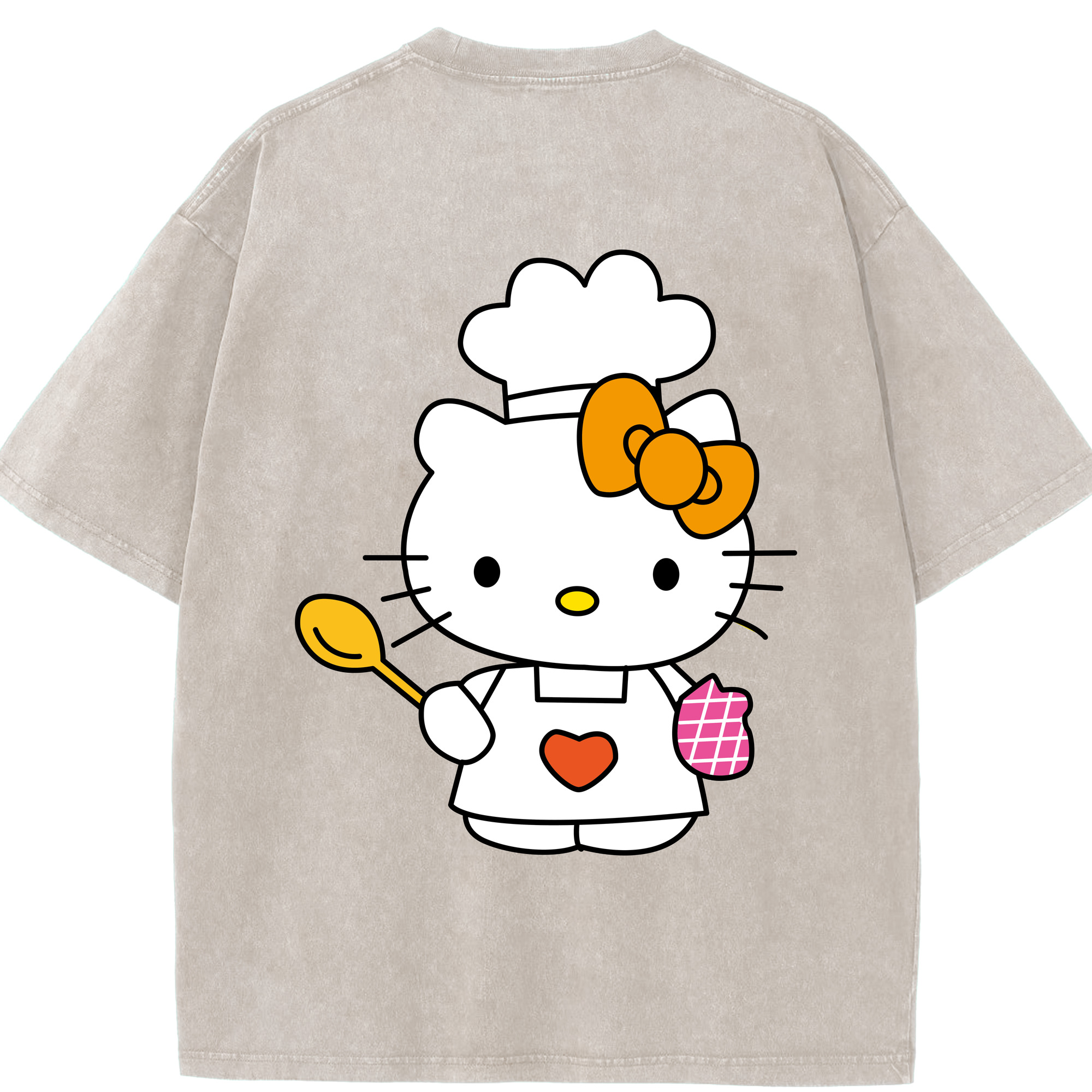 （画像用） Hello Kitty ハローキティ 綿100% ヴィンテージ風 半袖Tシャツ（背面プリント）