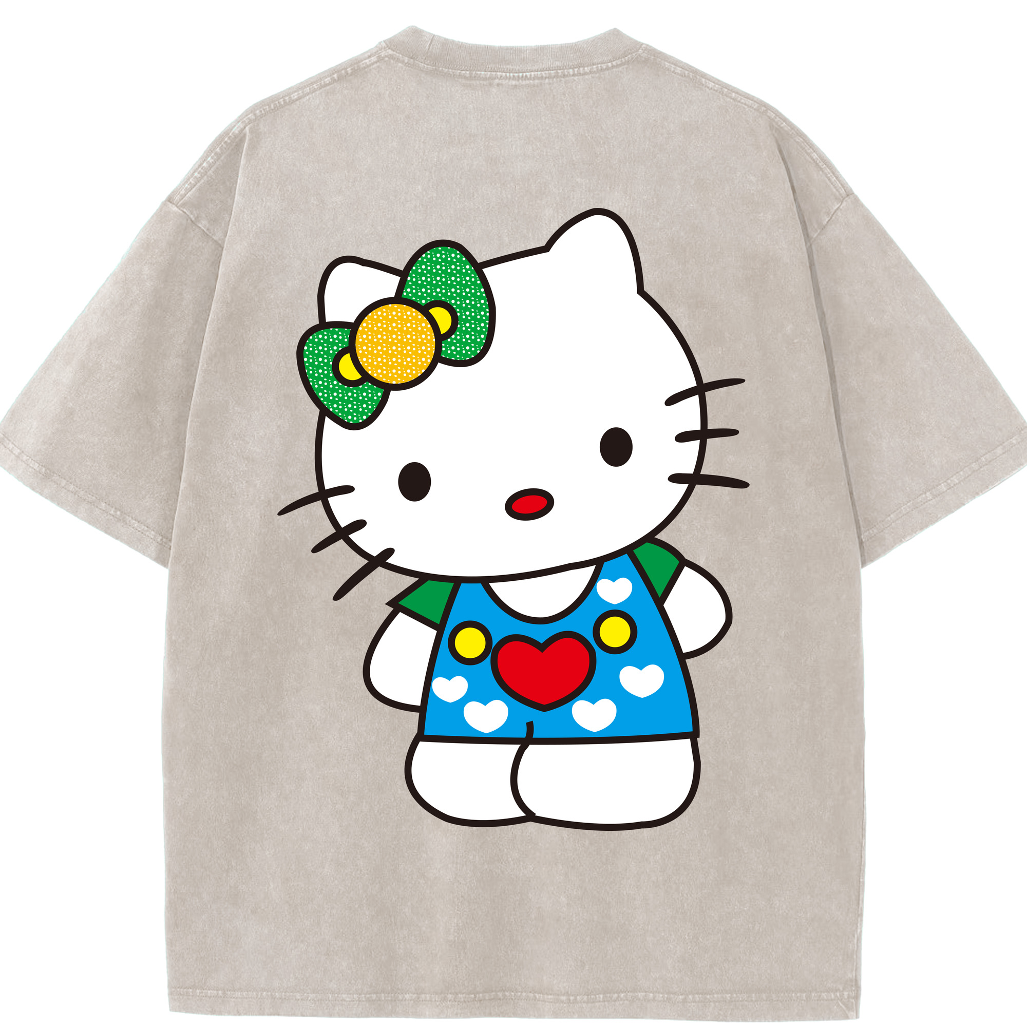（画像用） Hello Kitty ハローキティ 綿100% ヴィンテージ風 半袖Tシャツ（背面プリント）