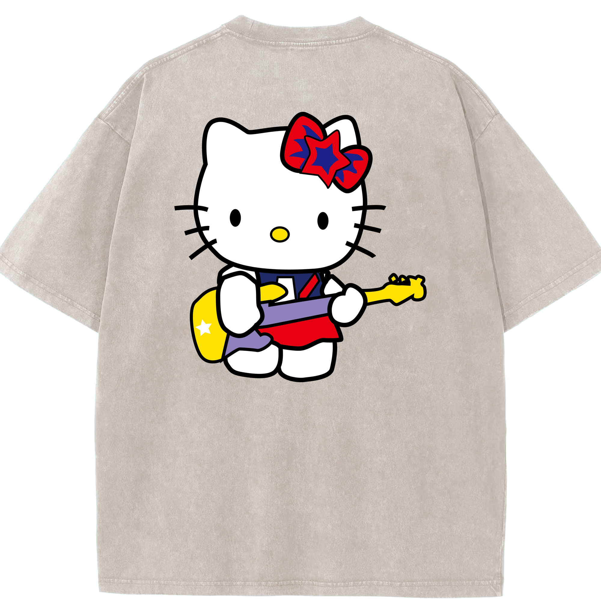 （画像用） Hello Kitty ハローキティ 綿100% ヴィンテージ風 半袖Tシャツ（背面プリント）