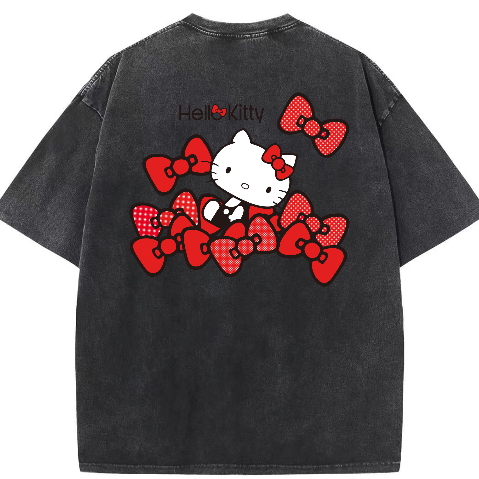 （画像用） Hello Kitty ハローキティ 綿100% ヴィンテージ風 半袖Tシャツ（背面プリント）