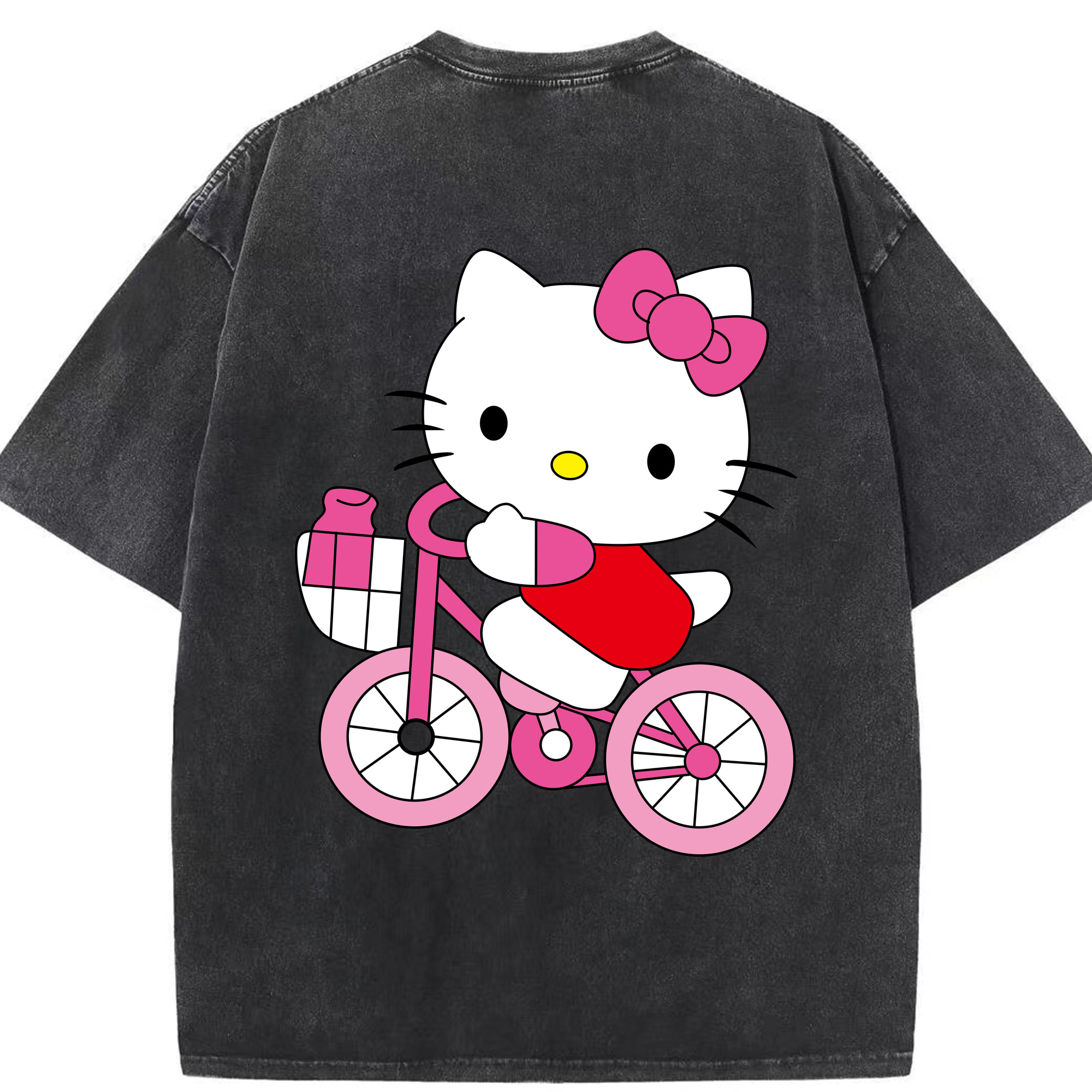 （画像用） Hello Kitty ハローキティ 綿100% ヴィンテージ風 半袖Tシャツ（背面プリント）