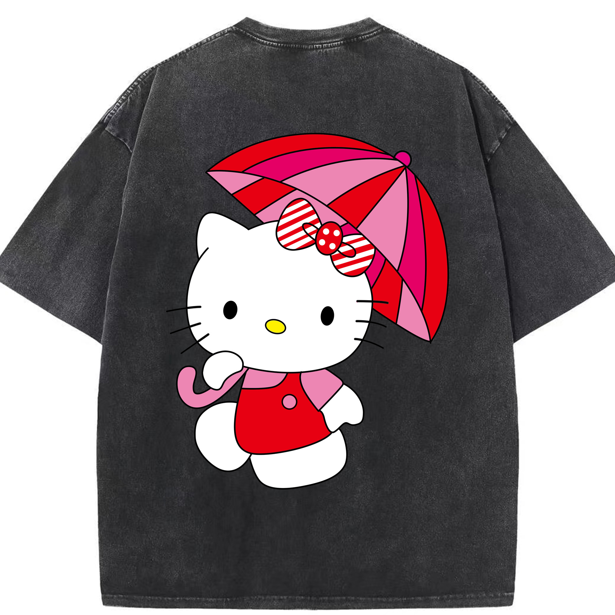 （画像用） Hello Kitty ハローキティ 綿100% ヴィンテージ風 半袖Tシャツ（背面プリント）