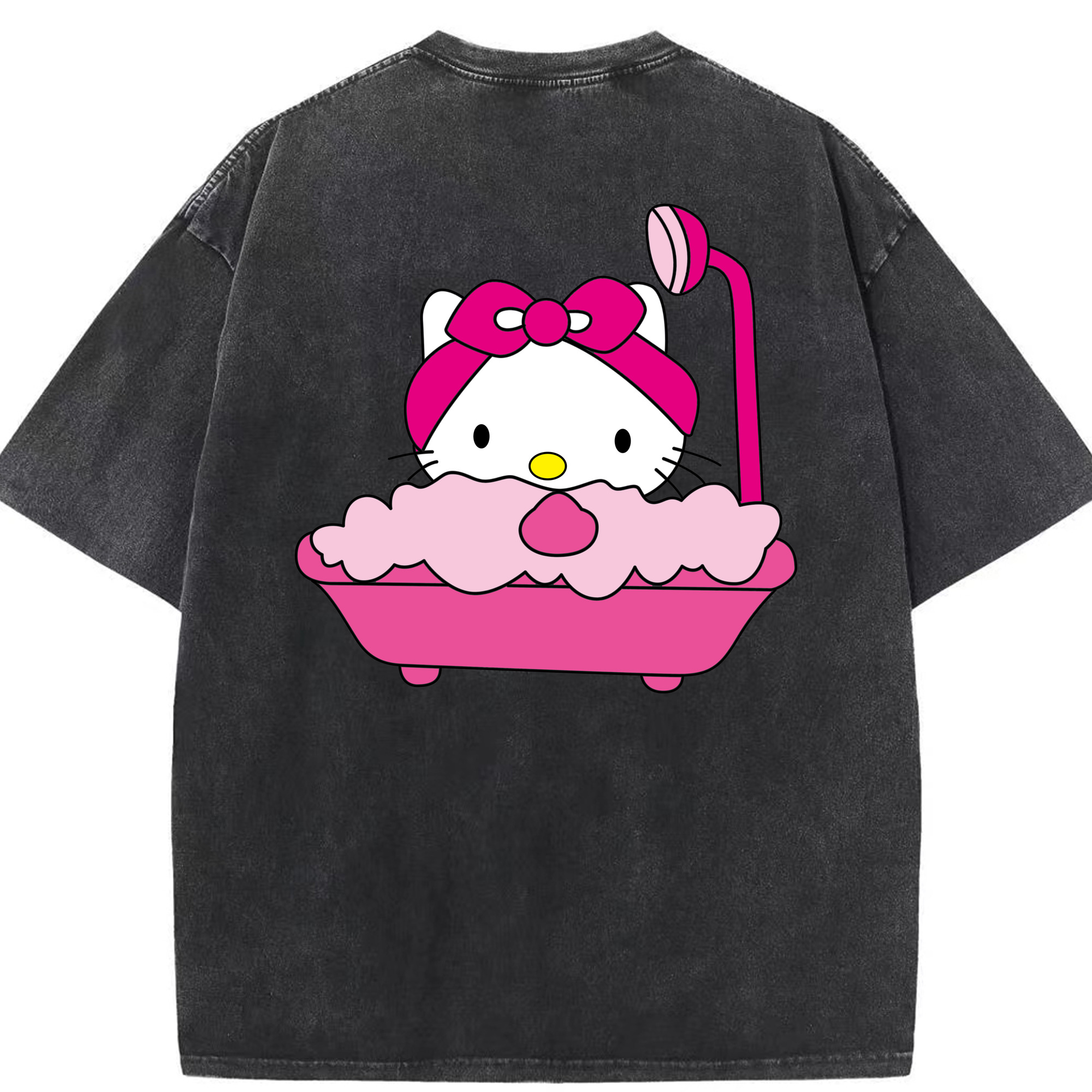 （画像用） Hello Kitty ハローキティ 綿100% ヴィンテージ風 半袖Tシャツ（背面プリント）