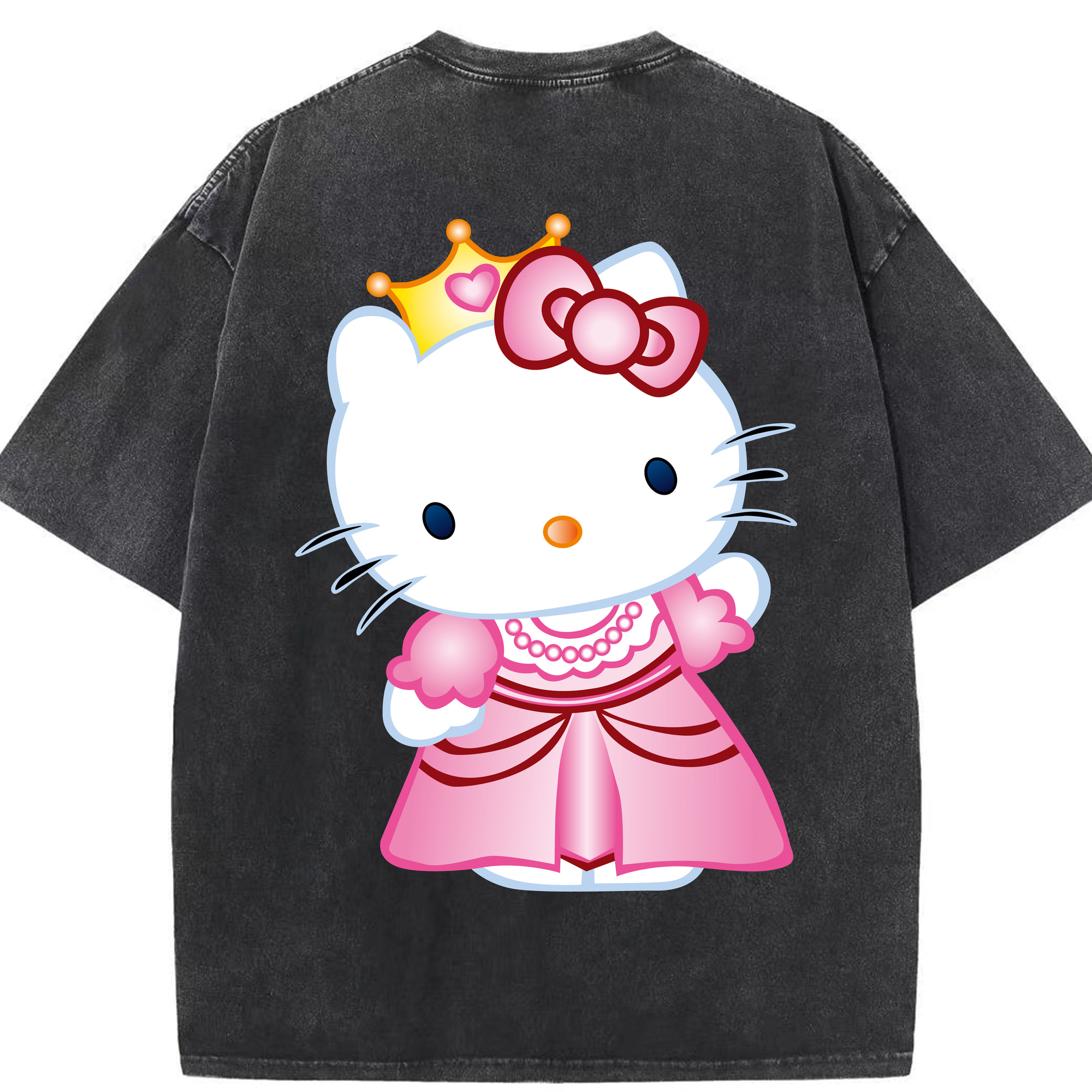 （画像用） Hello Kitty ハローキティ 綿100% ヴィンテージ風 半袖Tシャツ（背面プリント）