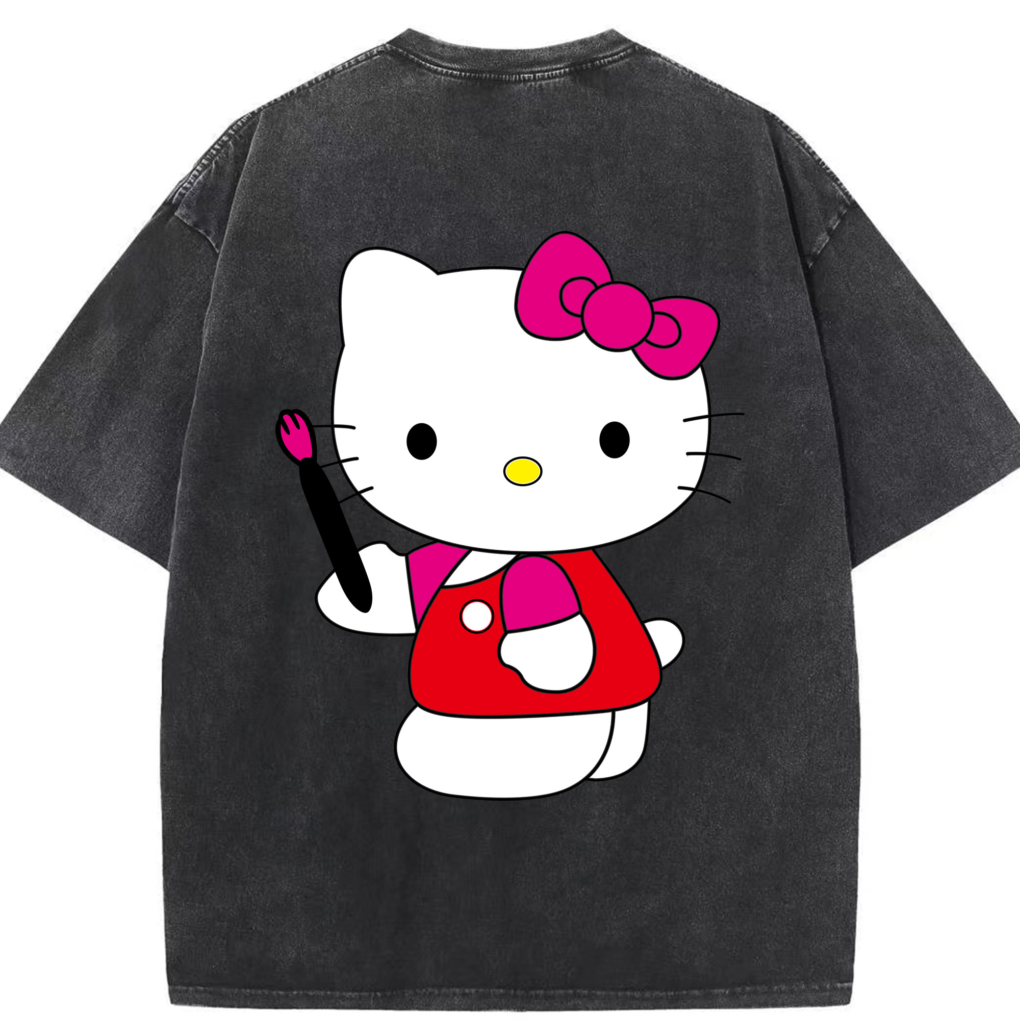 （画像用） Hello Kitty ハローキティ 綿100% ヴィンテージ風 半袖Tシャツ（背面プリント）