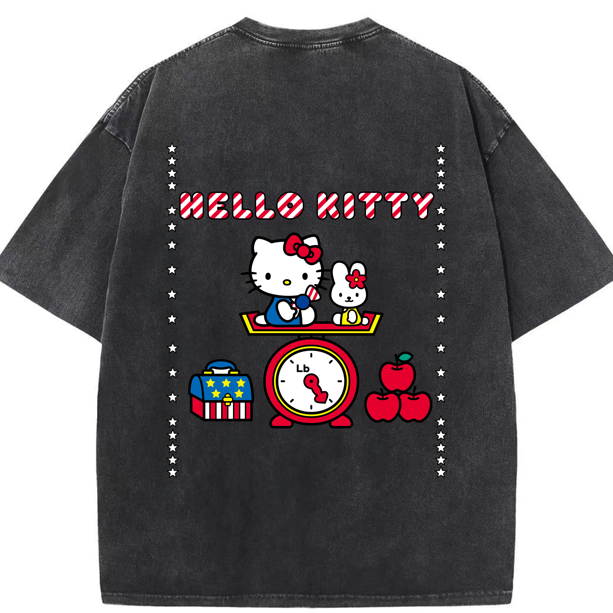 （画像用） Hello Kitty ハローキティ 綿100% ヴィンテージ風 半袖Tシャツ（背面プリント）