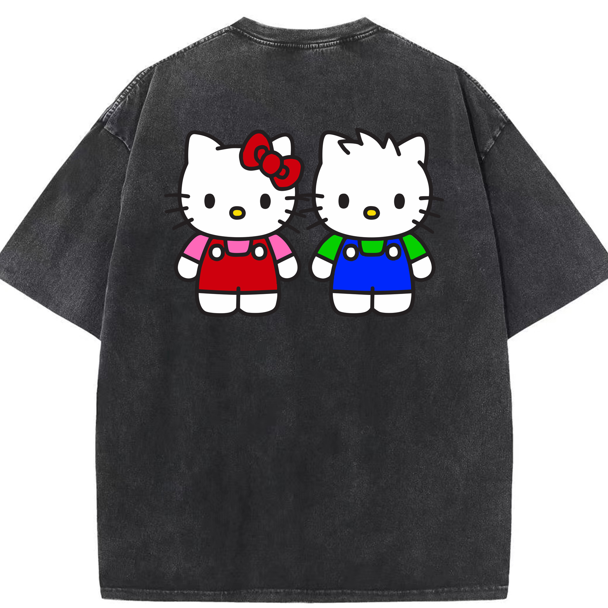 （画像用） Hello Kitty ハローキティ 綿100% ヴィンテージ風 半袖Tシャツ（背面プリント）