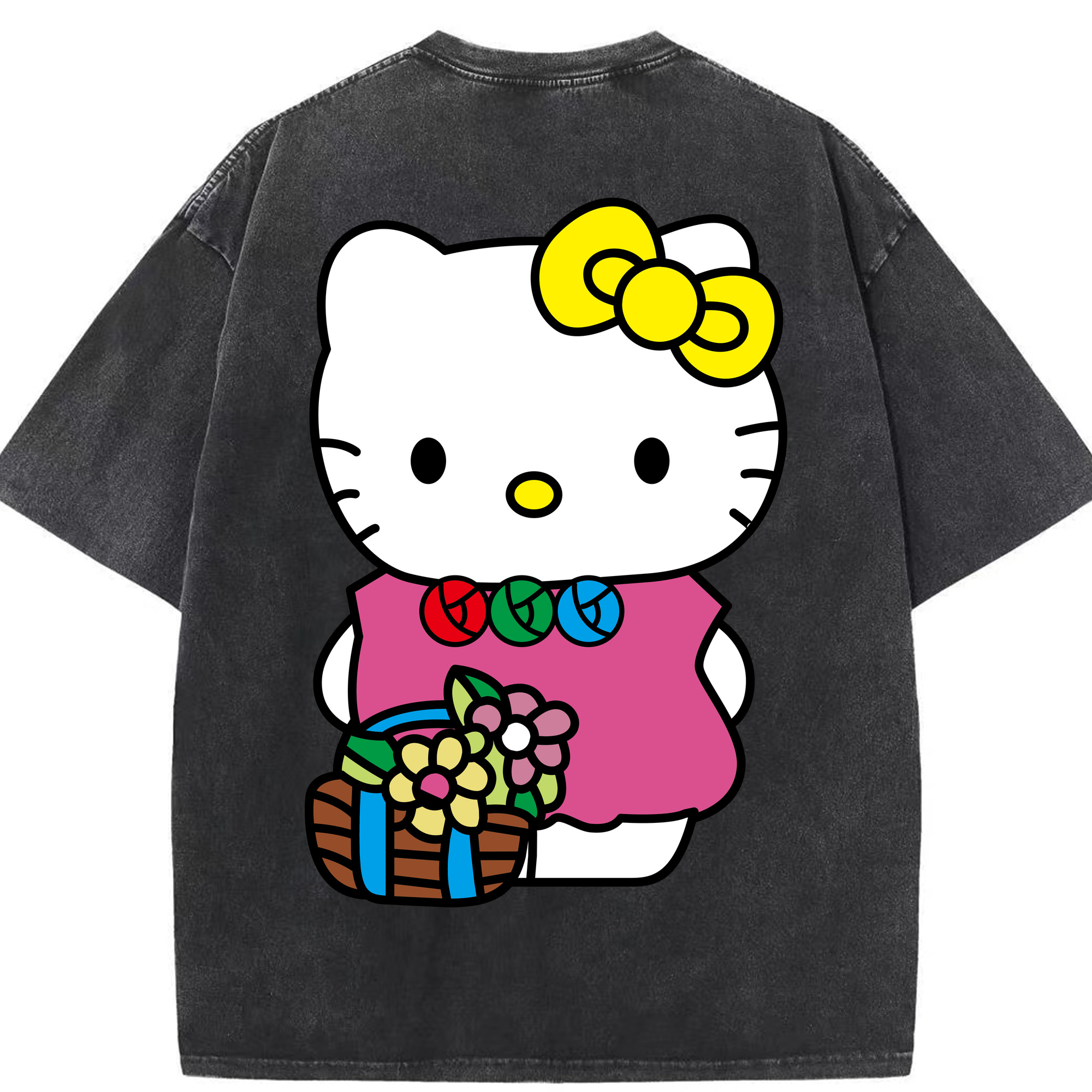 （画像用） Hello Kitty ハローキティ 綿100% ヴィンテージ風 半袖Tシャツ（背面プリント）