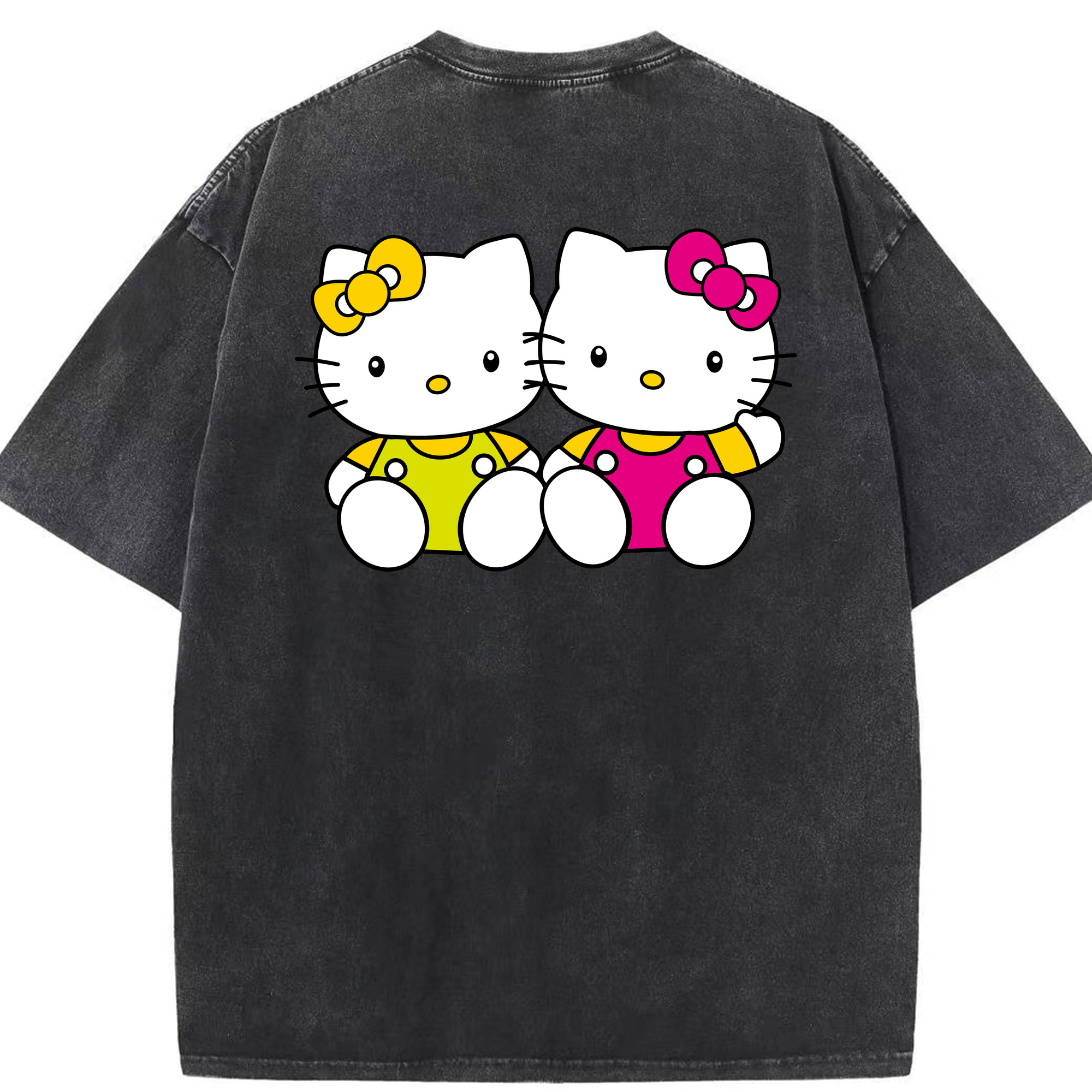 （画像用） Hello Kitty ハローキティ 綿100% ヴィンテージ風 半袖Tシャツ（背面プリント）