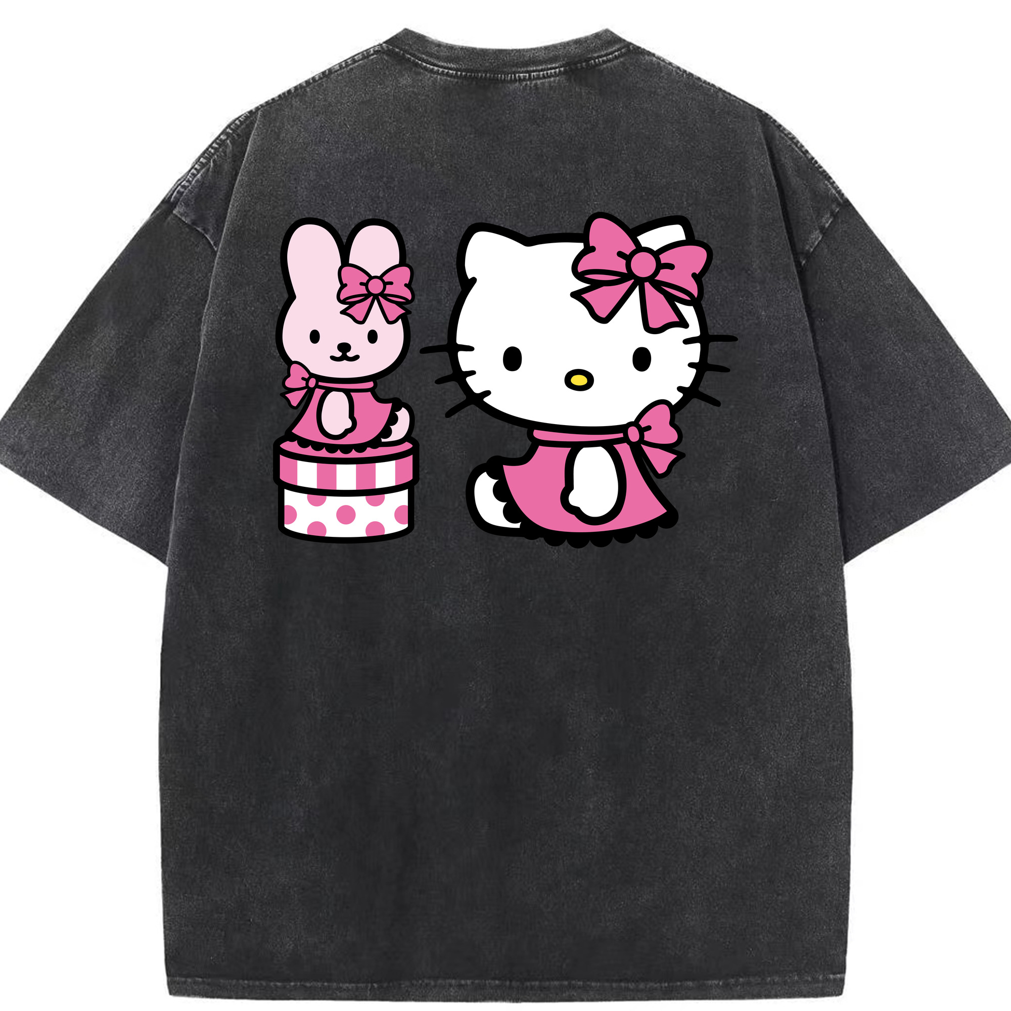 （画像用） Hello Kitty ハローキティ 綿100% ヴィンテージ風 半袖Tシャツ（背面プリント）